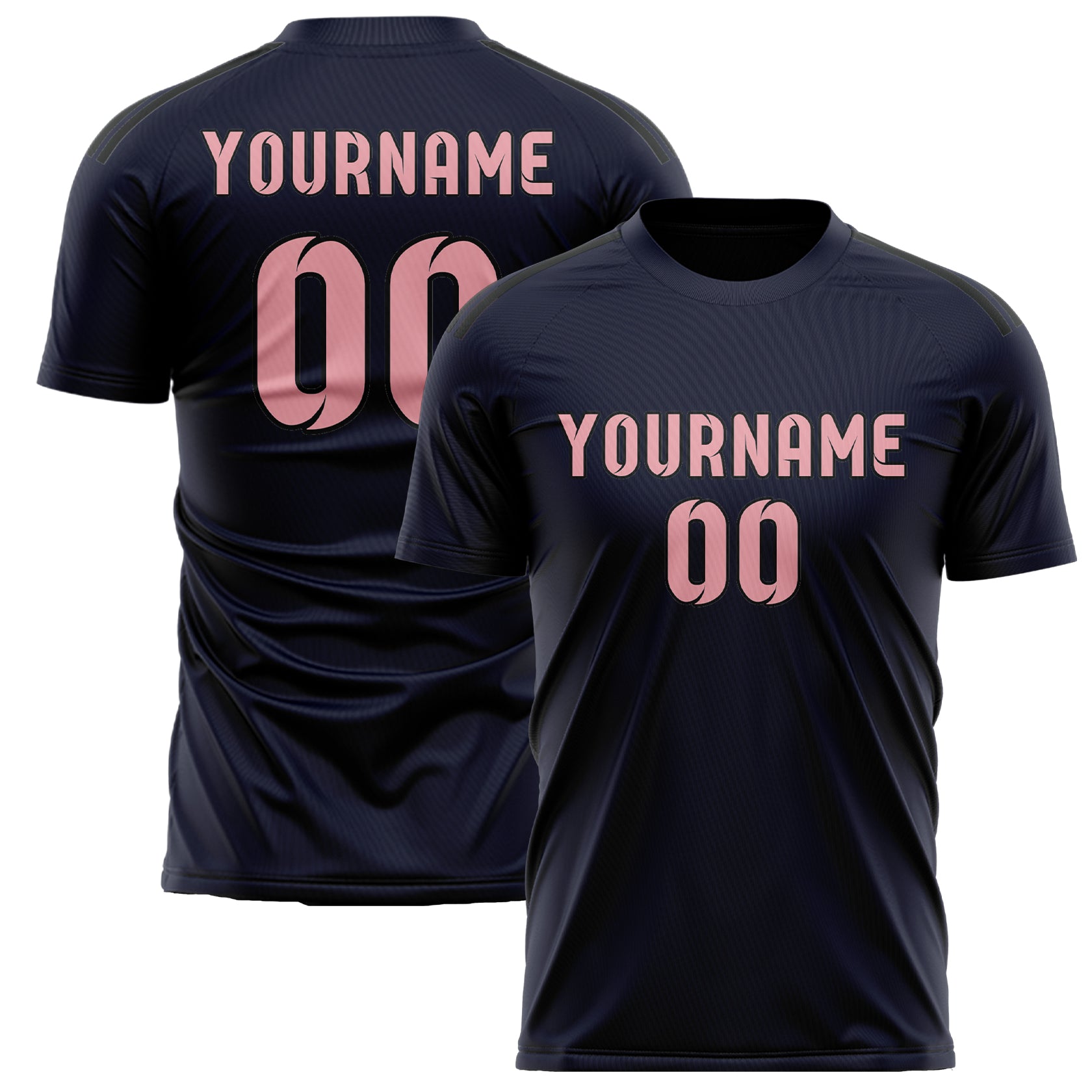 Custom Navy Light Pink Soccer Jersey