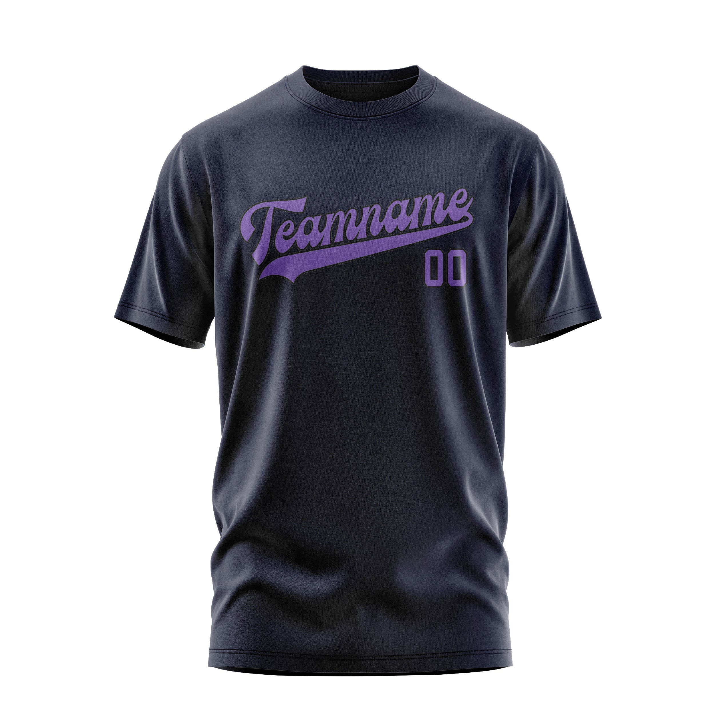 Custom Navy Light Purple T-Shirt