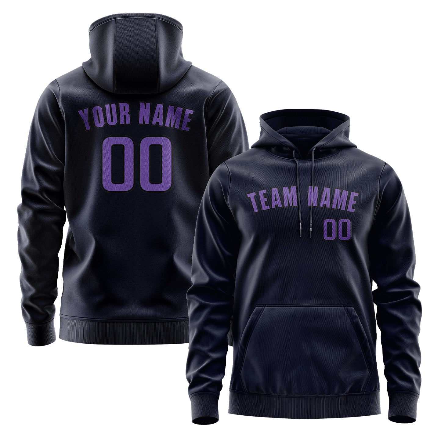 Custom Navy Light Purple Hoodie