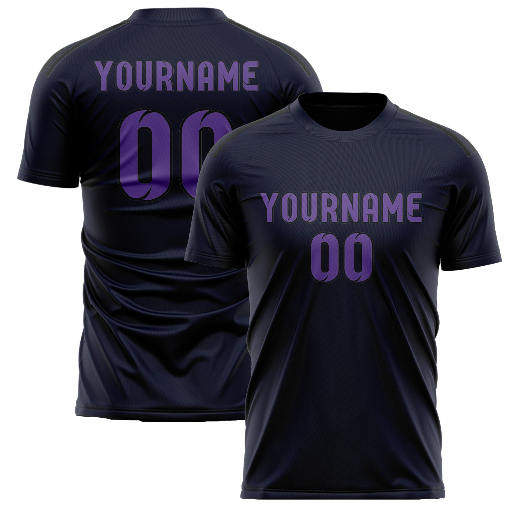 Custom Navy Light Purple Soccer Jersey