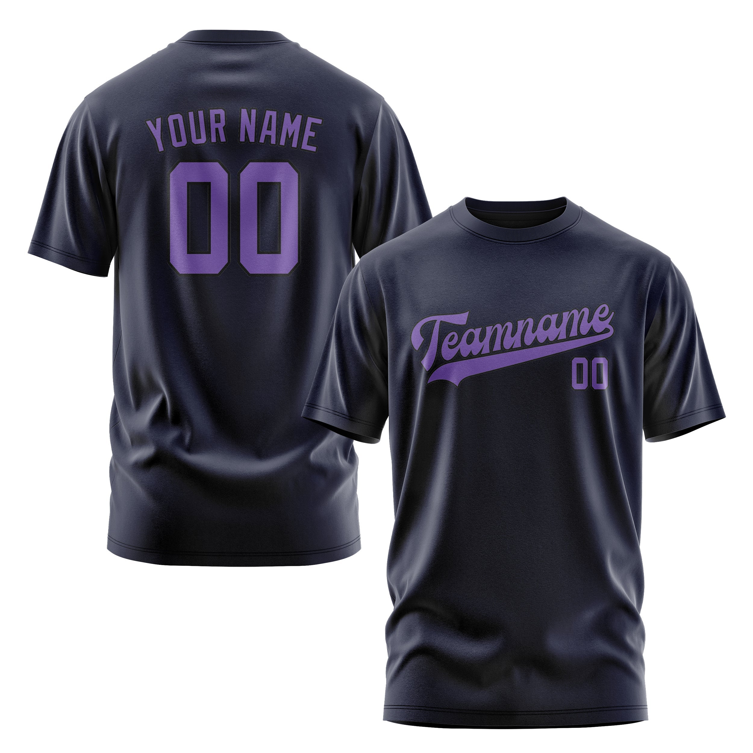 Custom Navy Light Purple T-Shirt