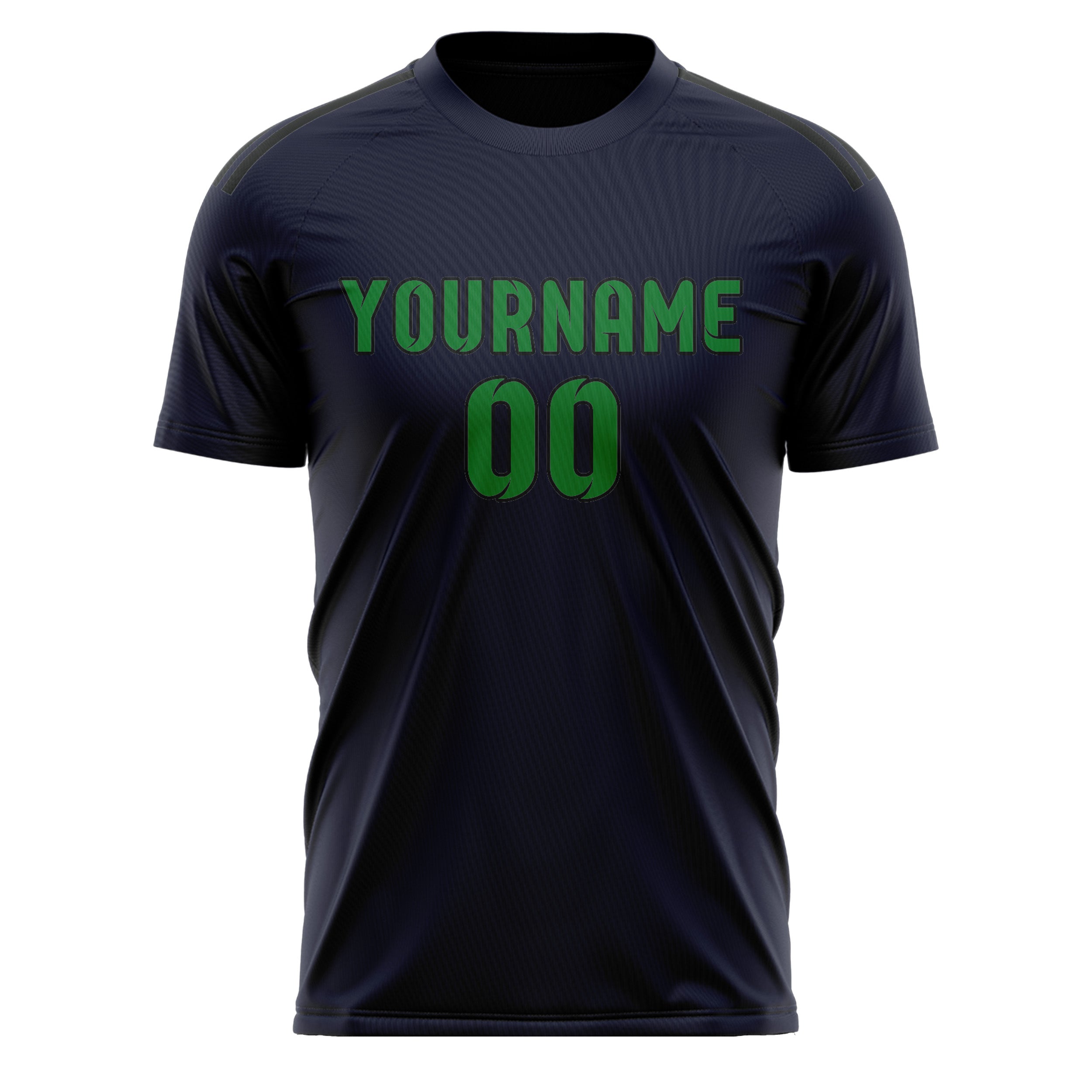 Custom Navy Emerald Green Soccer Jersey
