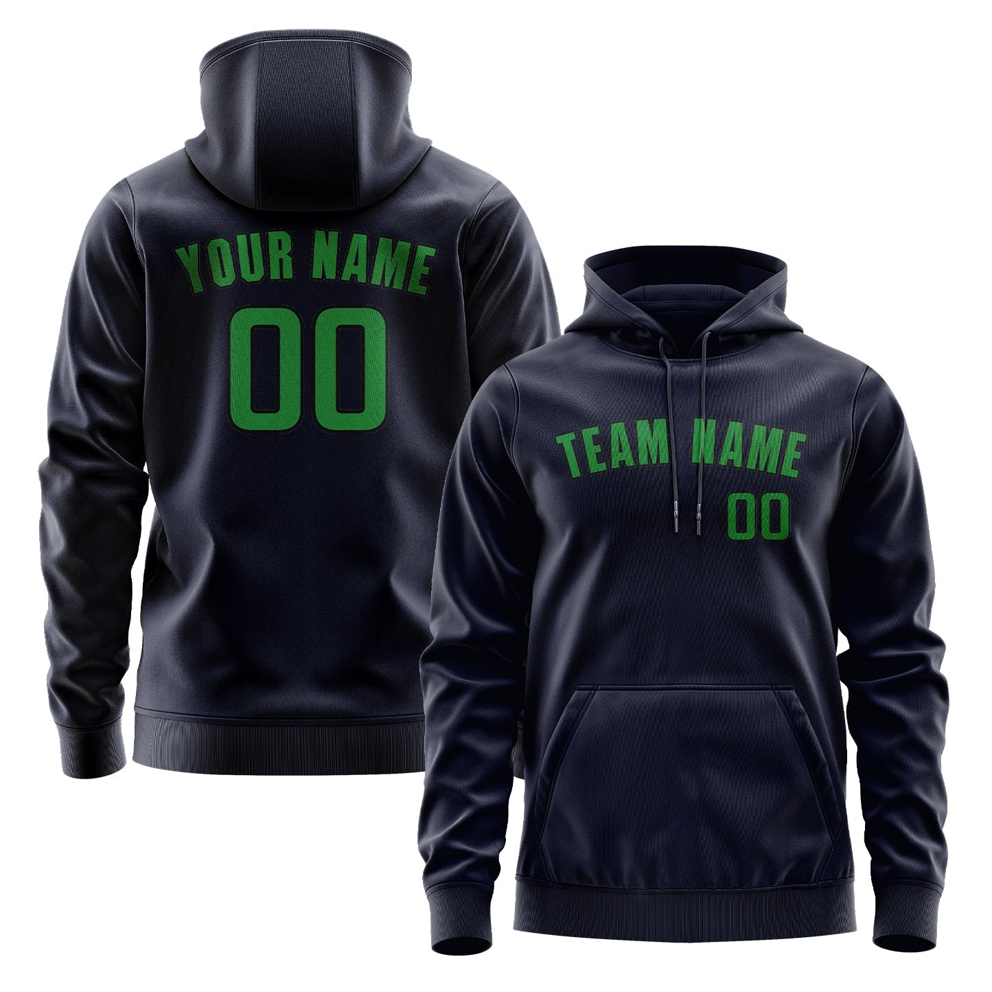 Custom Navy Emerald Green Hoodie