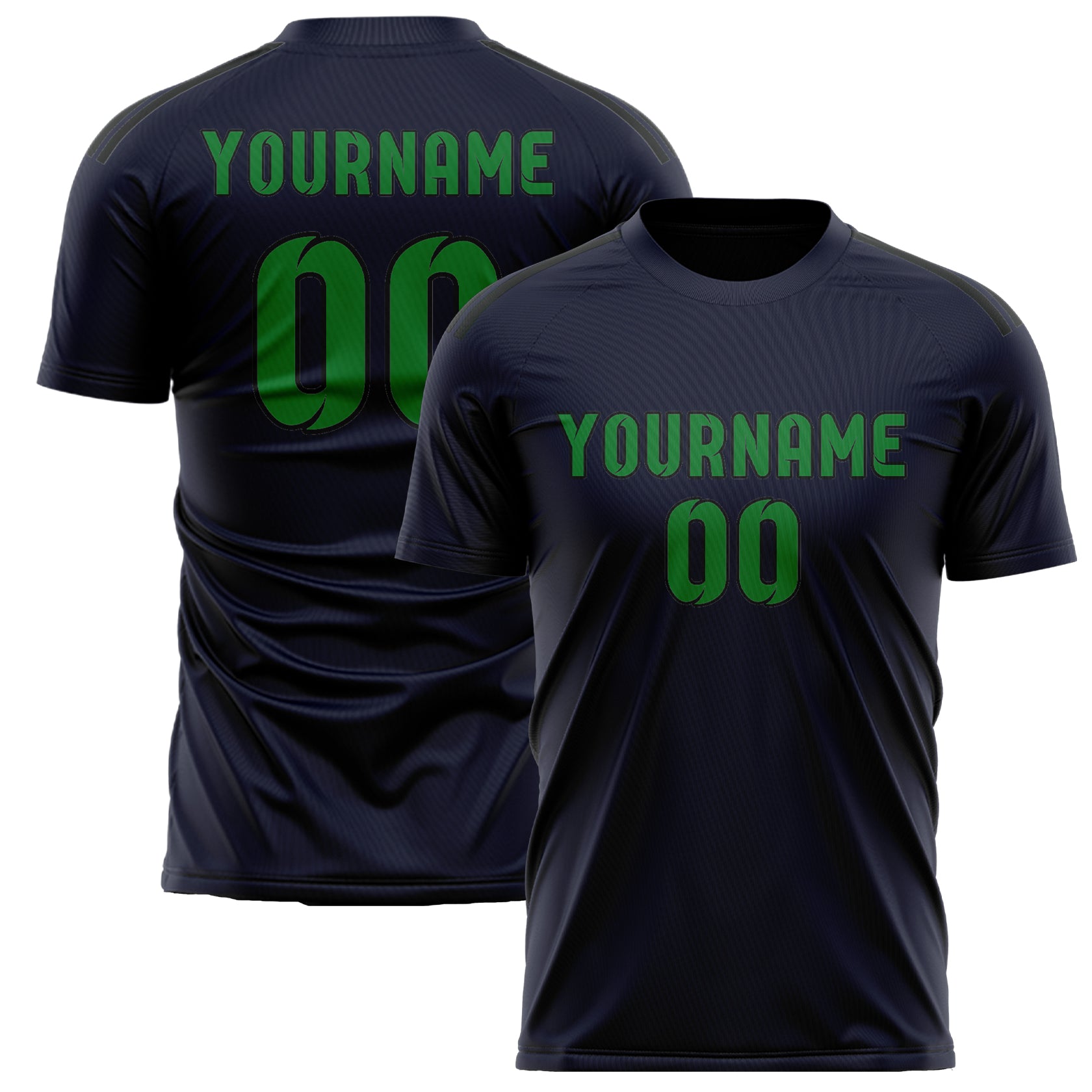 Custom Navy Emerald Green Soccer Jersey