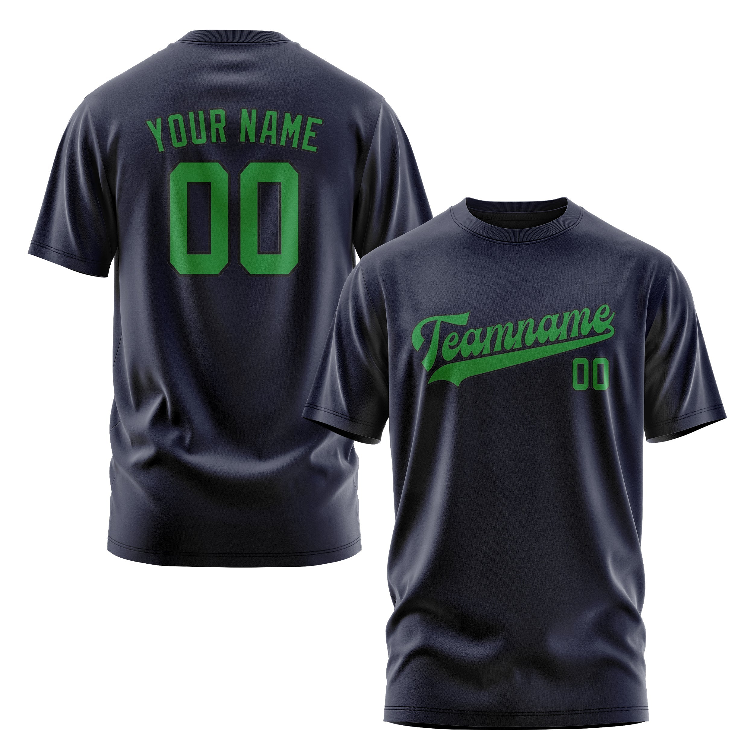 Custom Navy Emerald Green T-Shirt