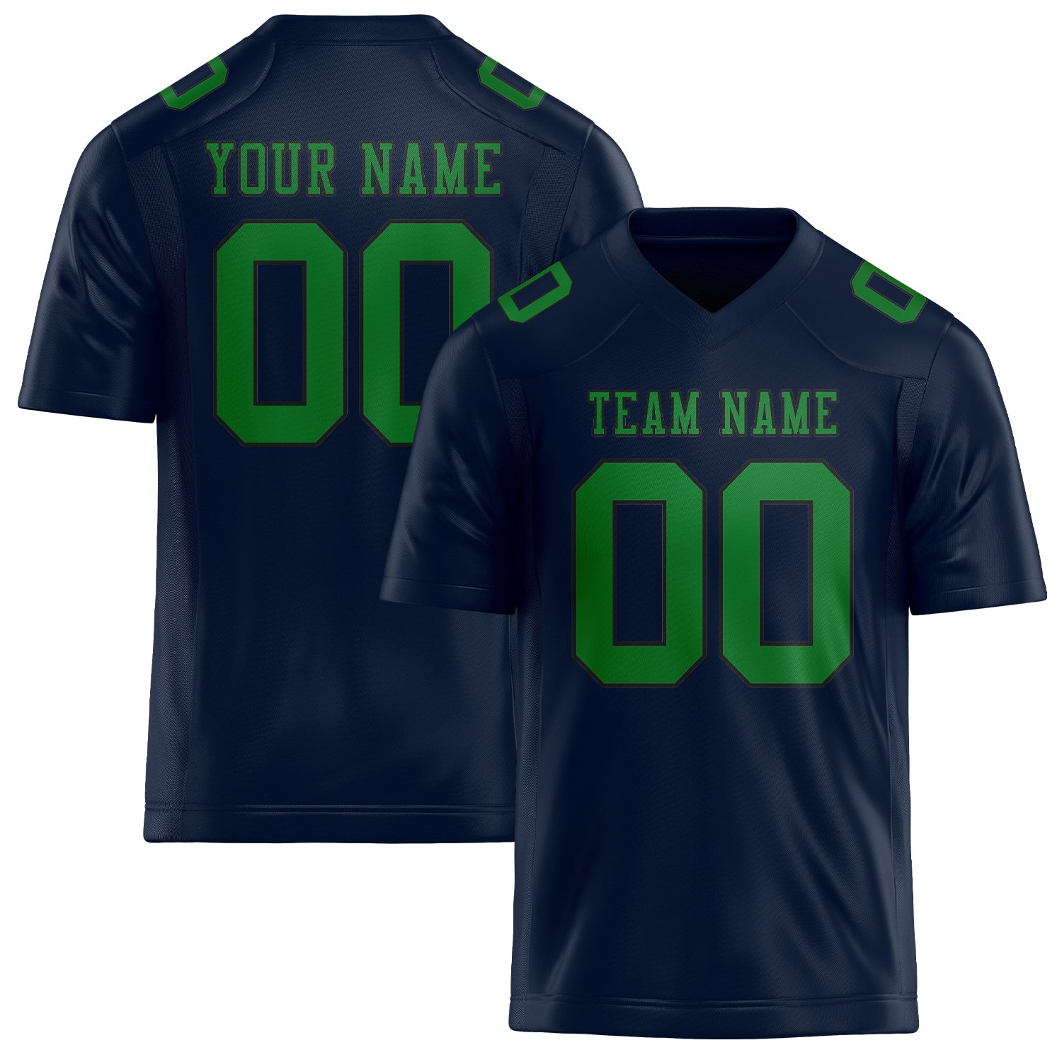 Custom Navy Emerald Green Football Jersey