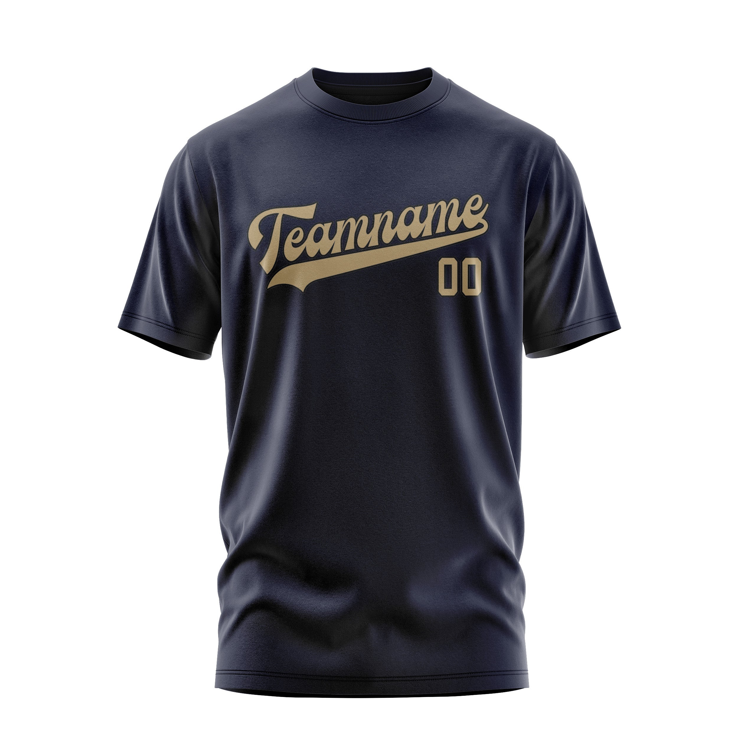 Custom Navy Light Khaki T-Shirt