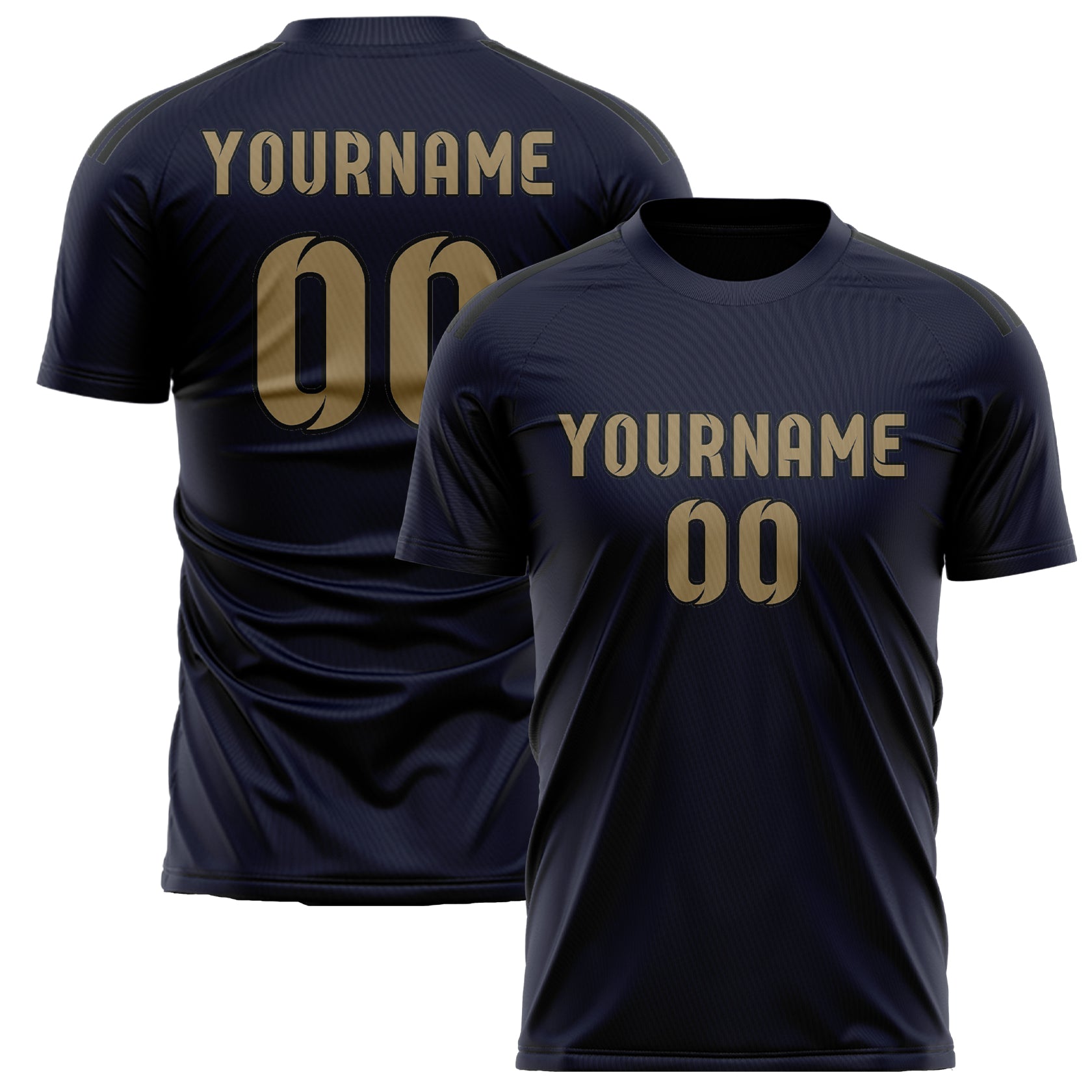 Custom Navy Light Khaki Soccer Jersey