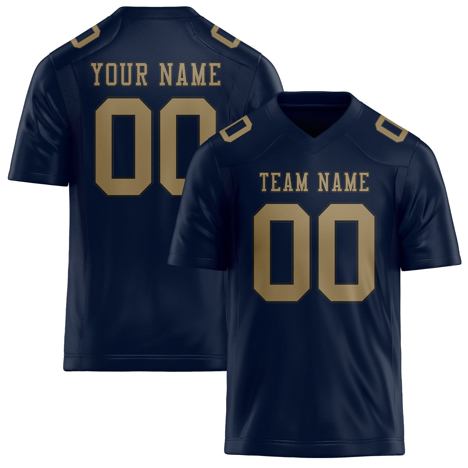 Custom Navy Light Khaki Football Jersey