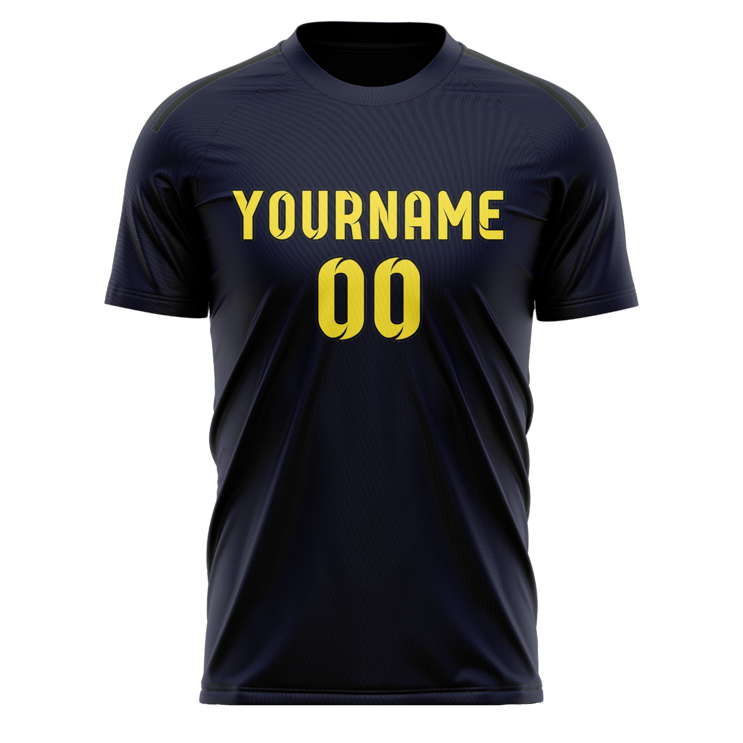 Custom Navy Light Yellow Soccer Jersey