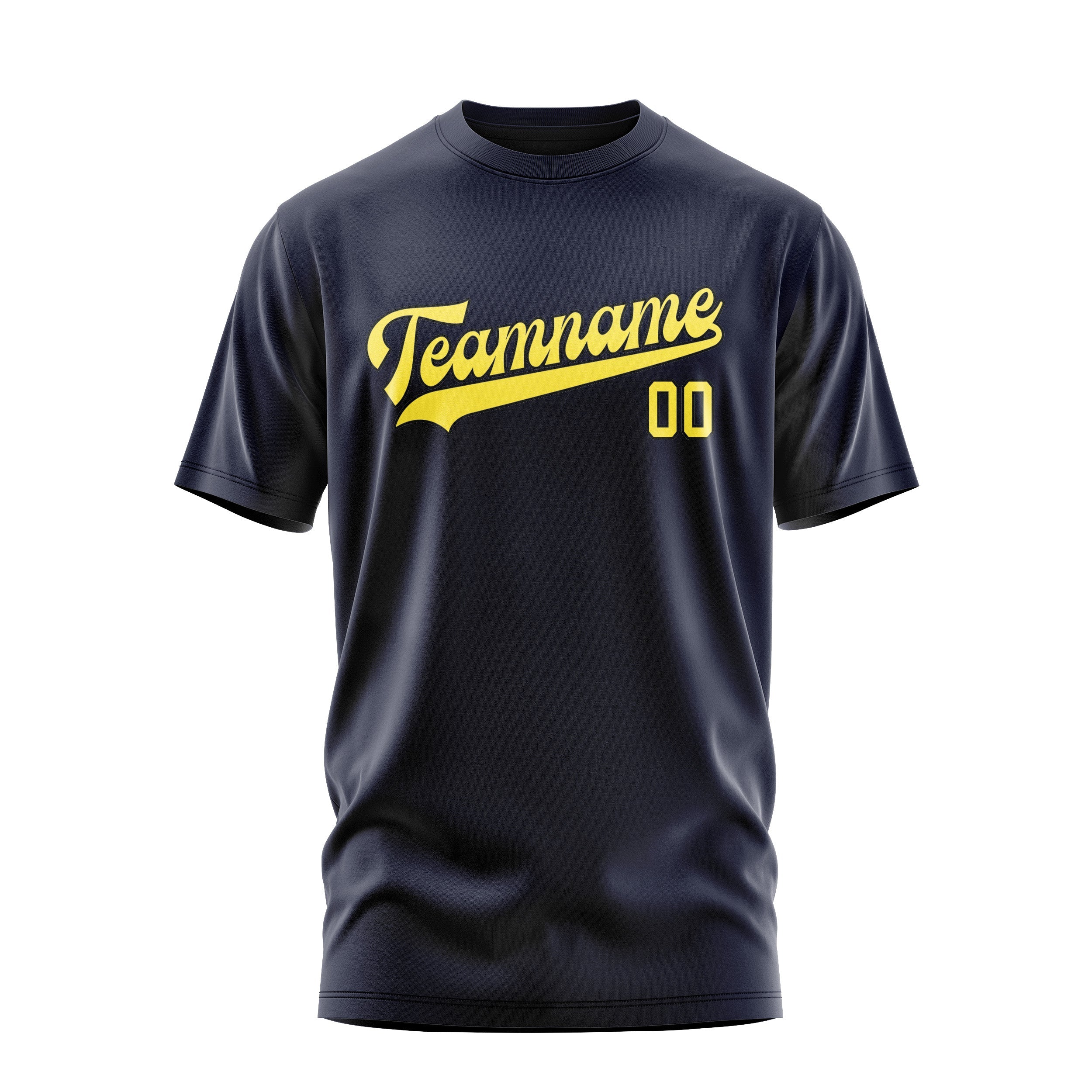 Custom Navy Light Yellow T-Shirt