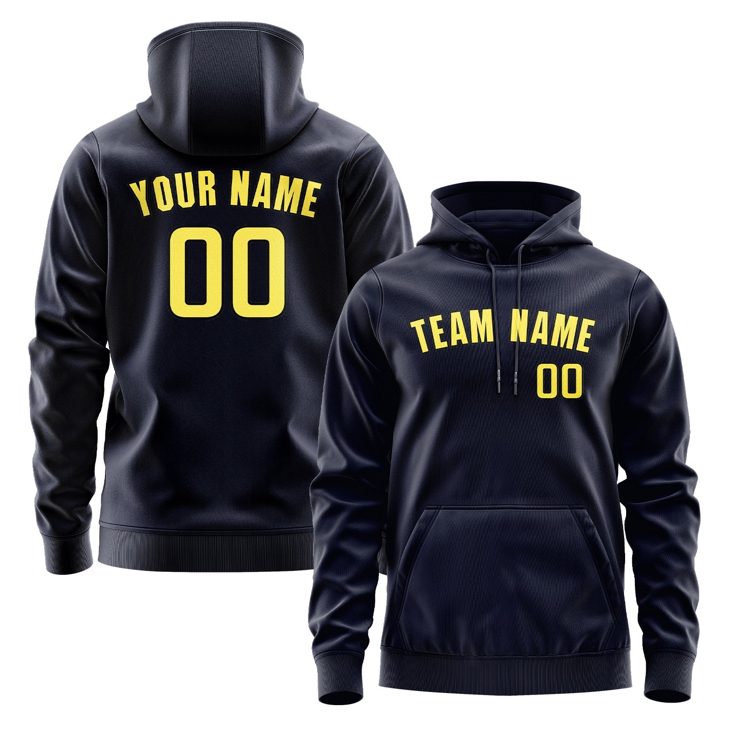 Custom Navy Light Yellow Hoodie