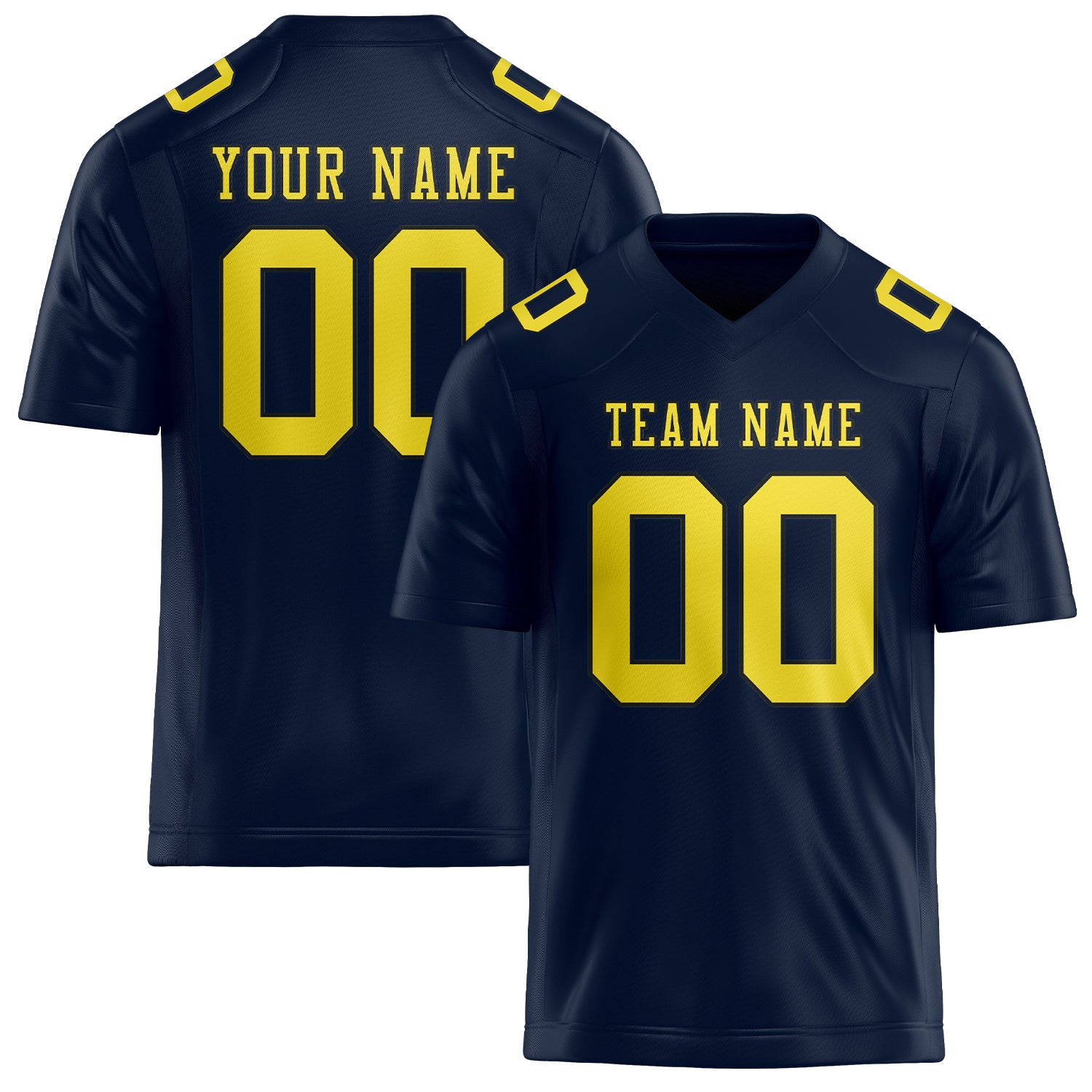 Custom Navy Light Yellow Football Jersey