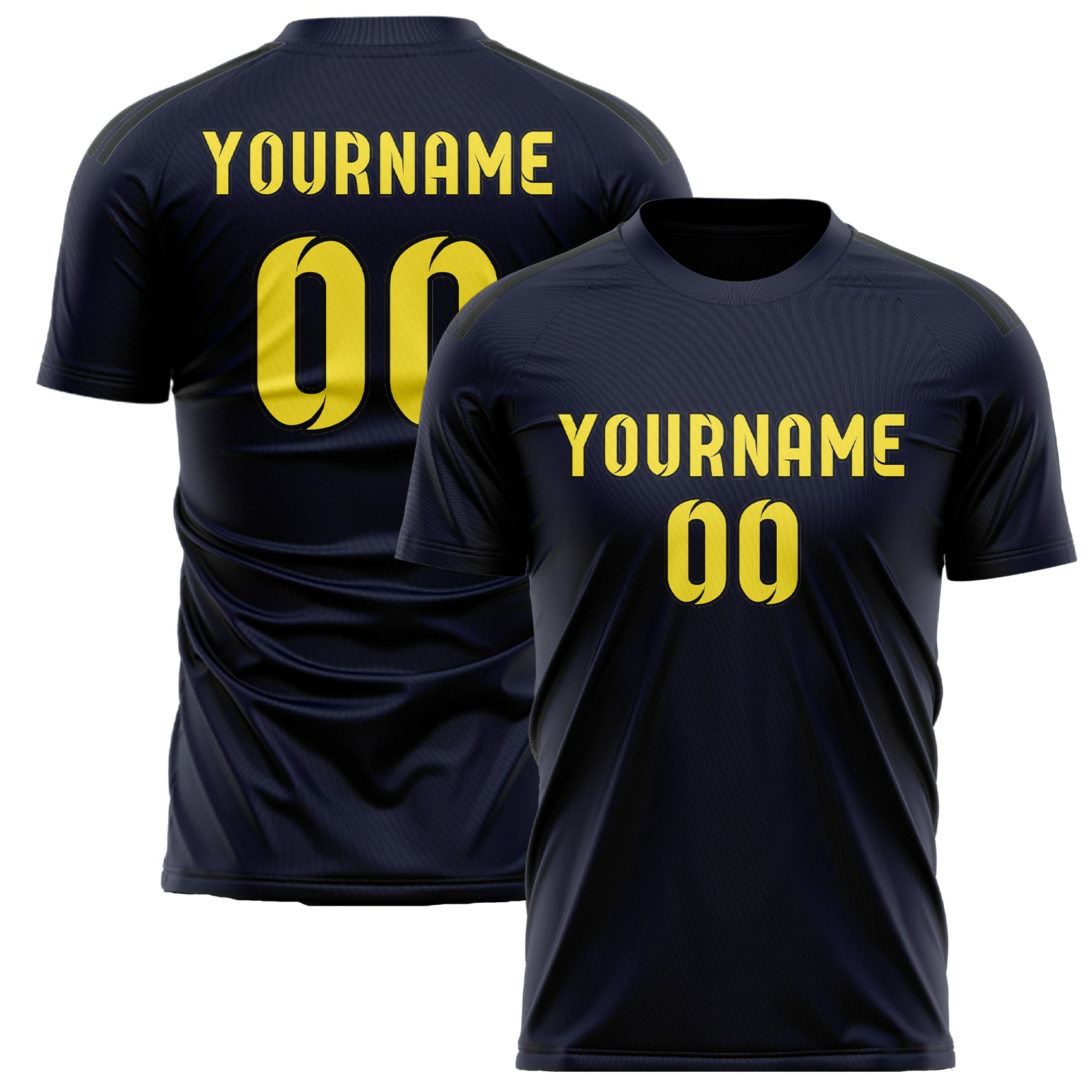 Custom Navy Light Yellow Soccer Jersey