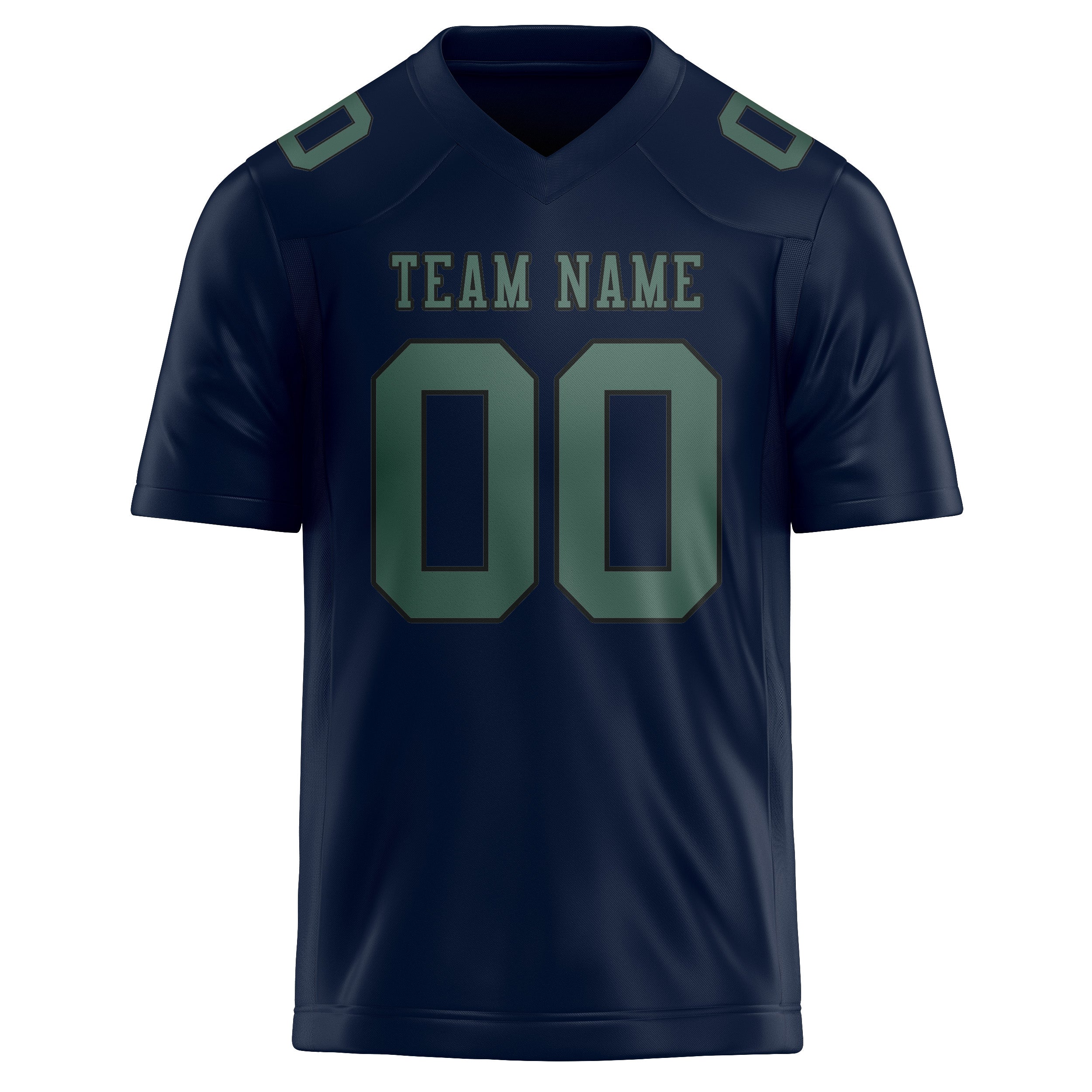 Custom Navy Blue Green Football Jersey