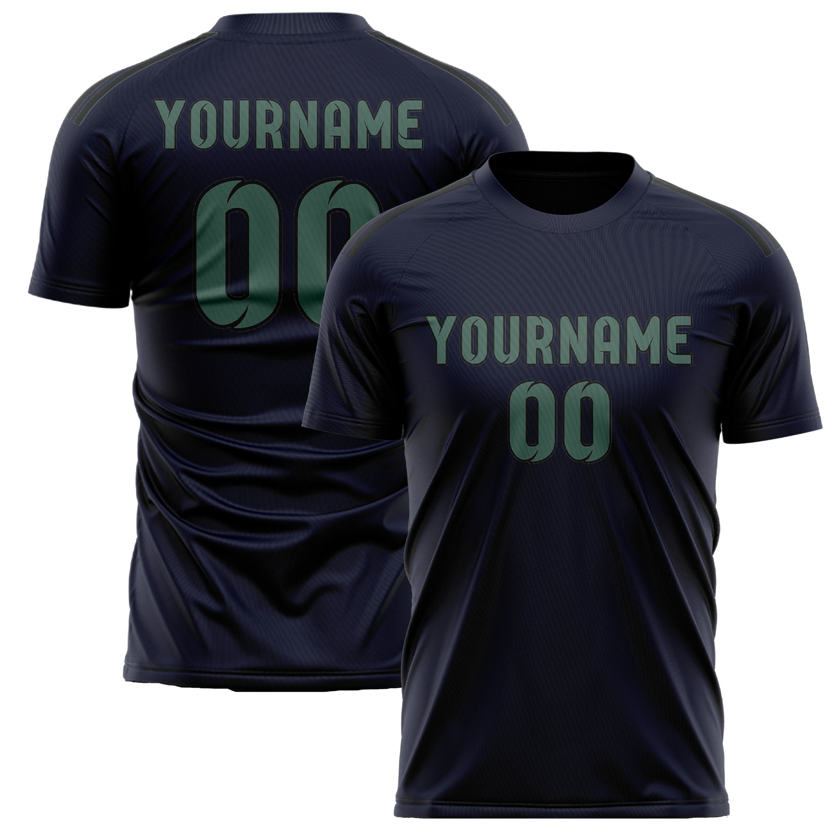 Custom Navy Blue Green Soccer Jersey