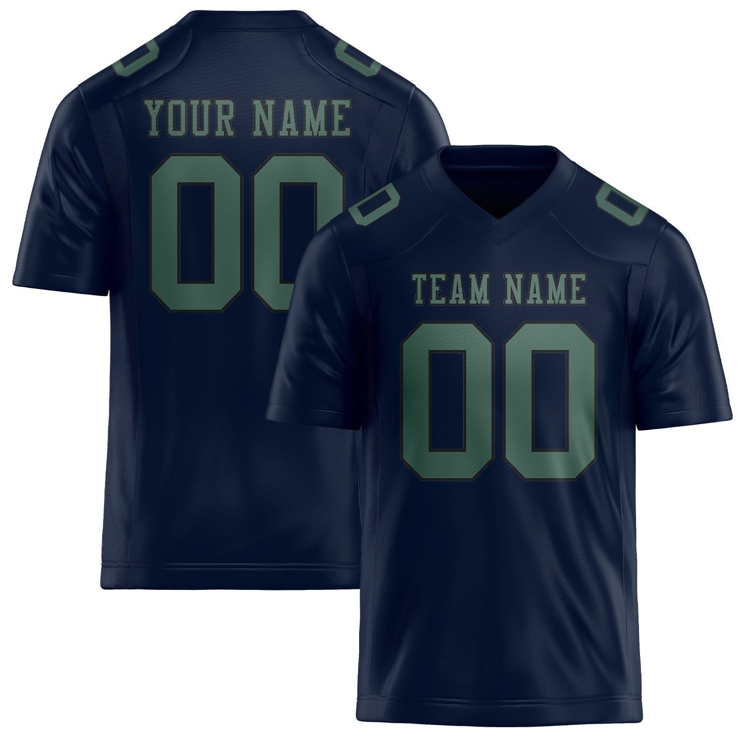 Custom Navy Blue Green Football Jersey