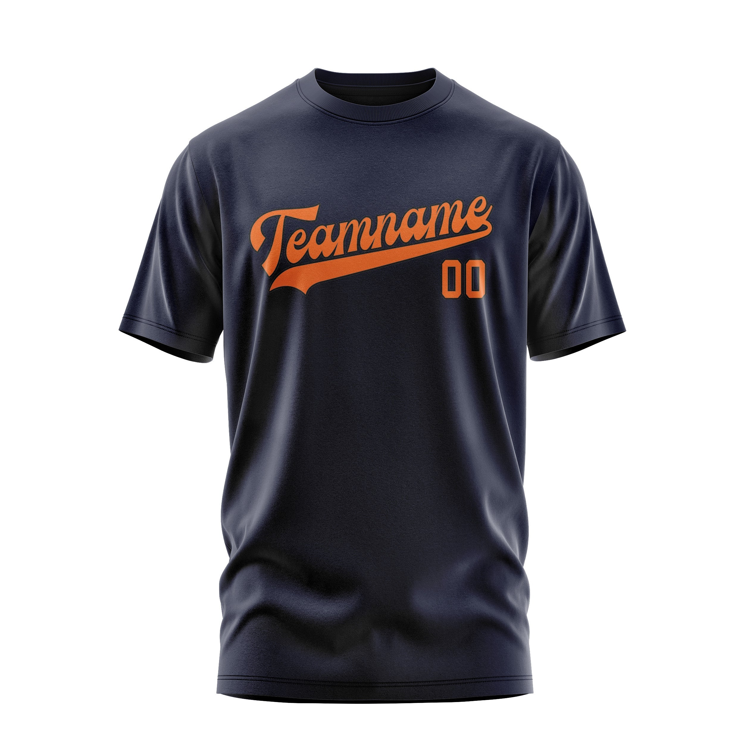Custom Navy Orange T-Shirt