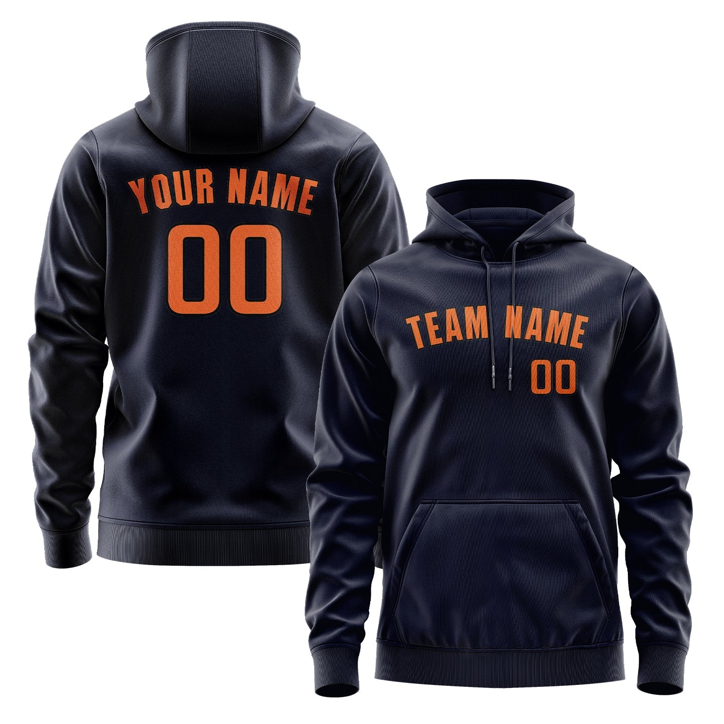 Custom Navy Orange Hoodie