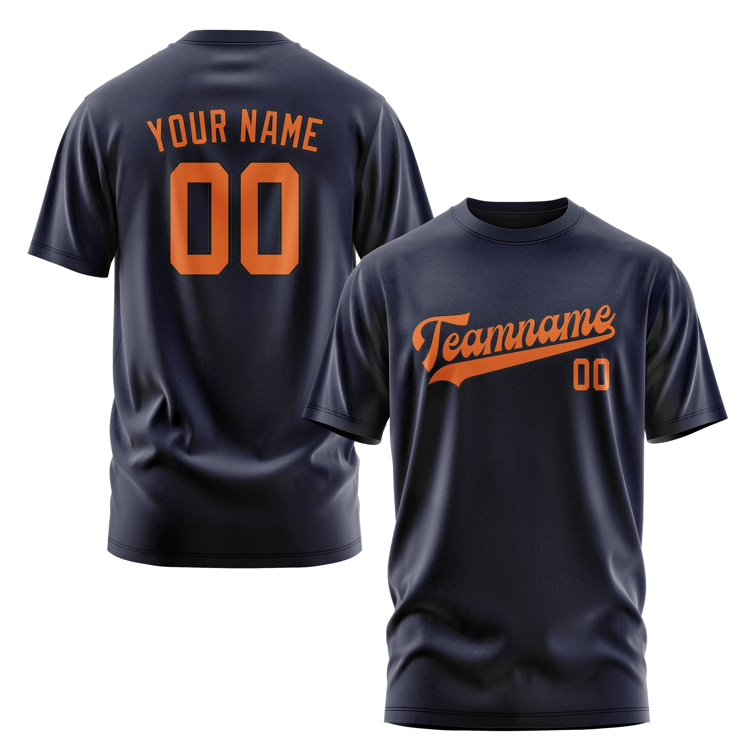 Custom Navy Orange T-Shirt