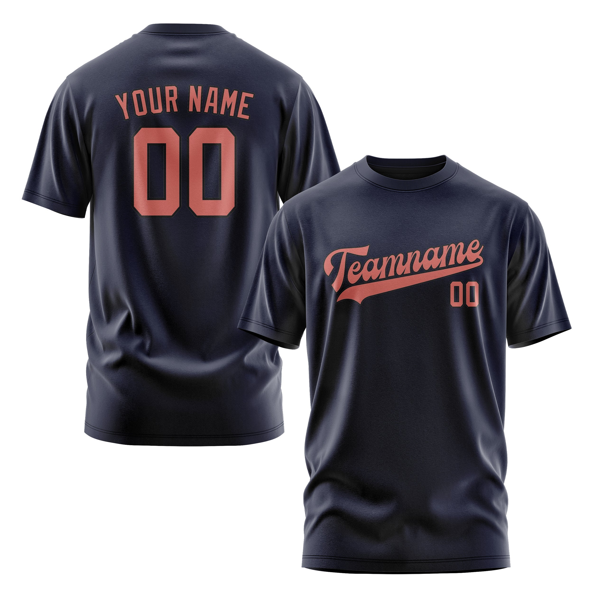 Custom Navy Copper Rose T-Shirt