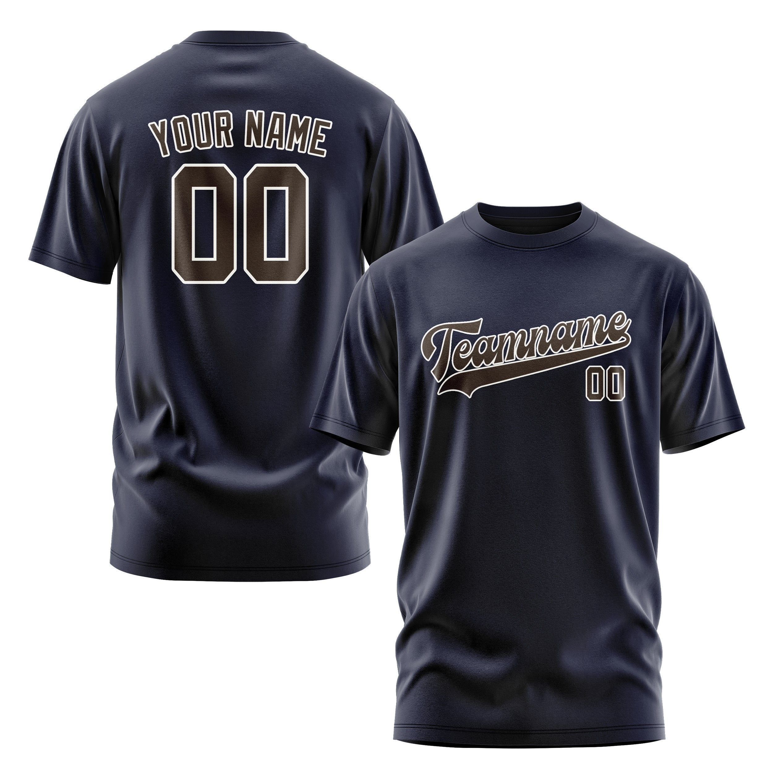 Custom Navy Brown T-Shirt