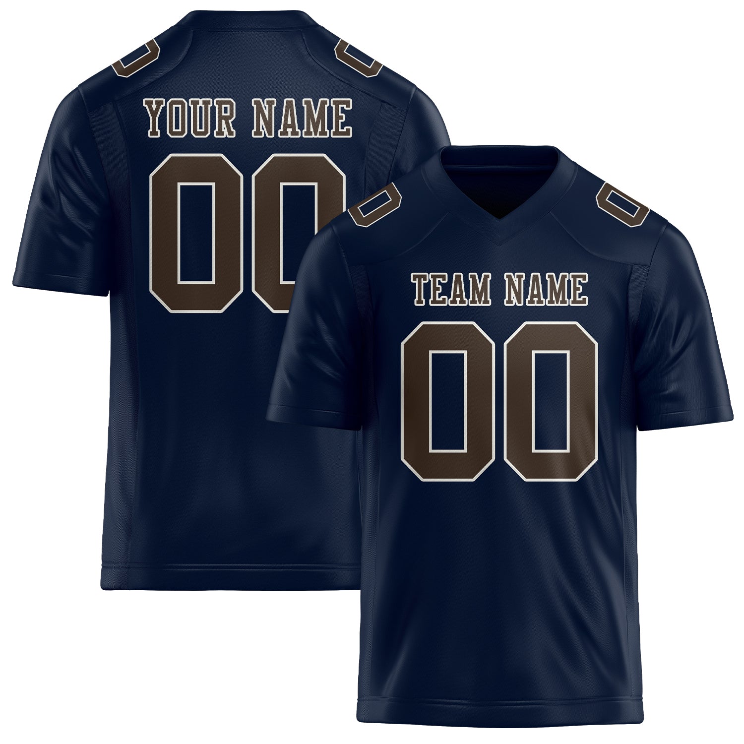 Custom Navy Brown Football Jersey
