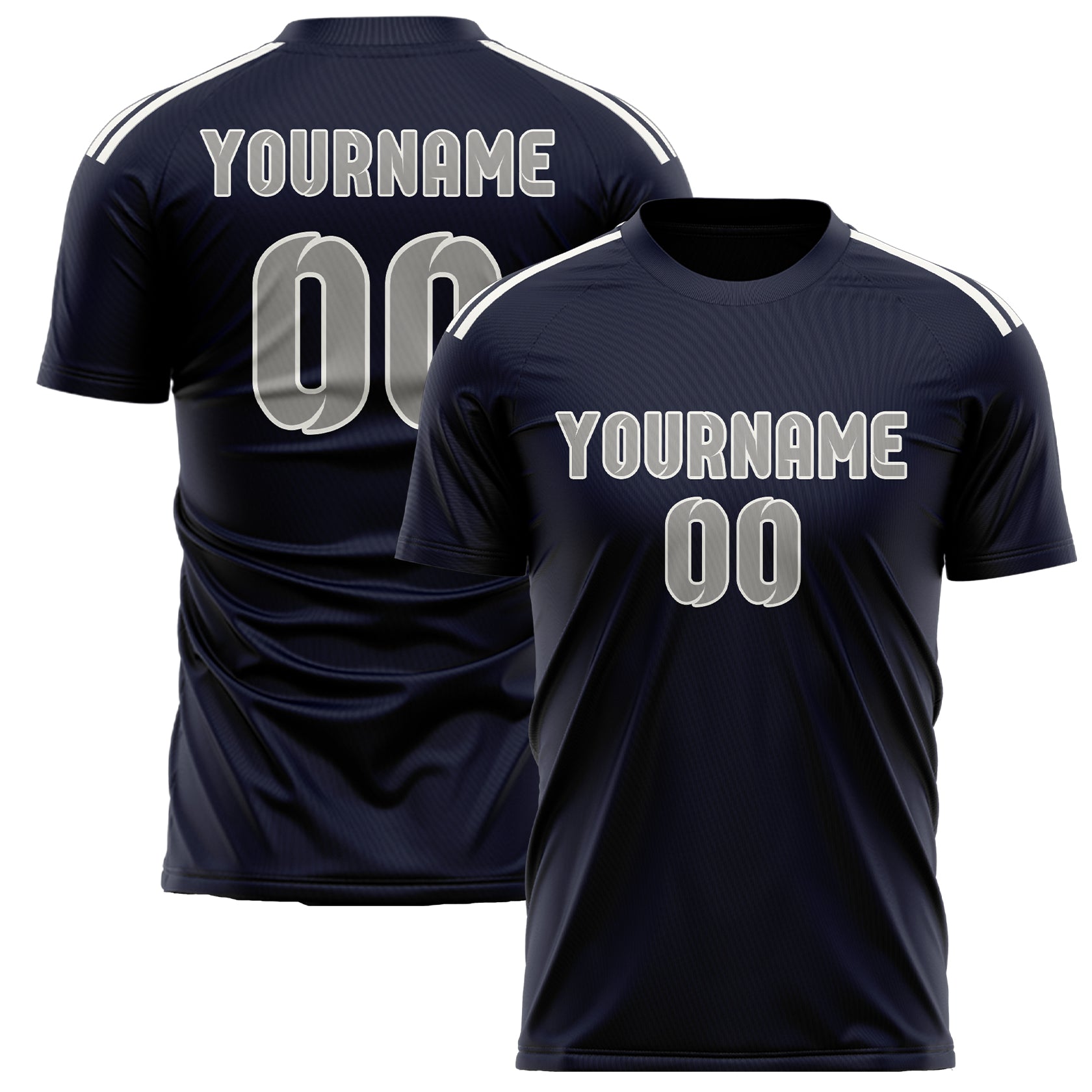 Custom Navy Gray Soccer Jersey