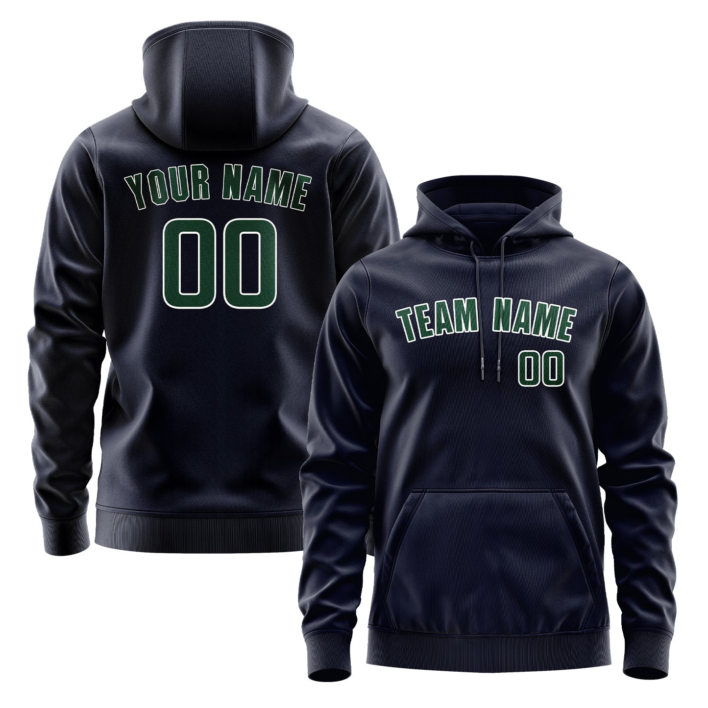 Custom Navy Green Hoodie