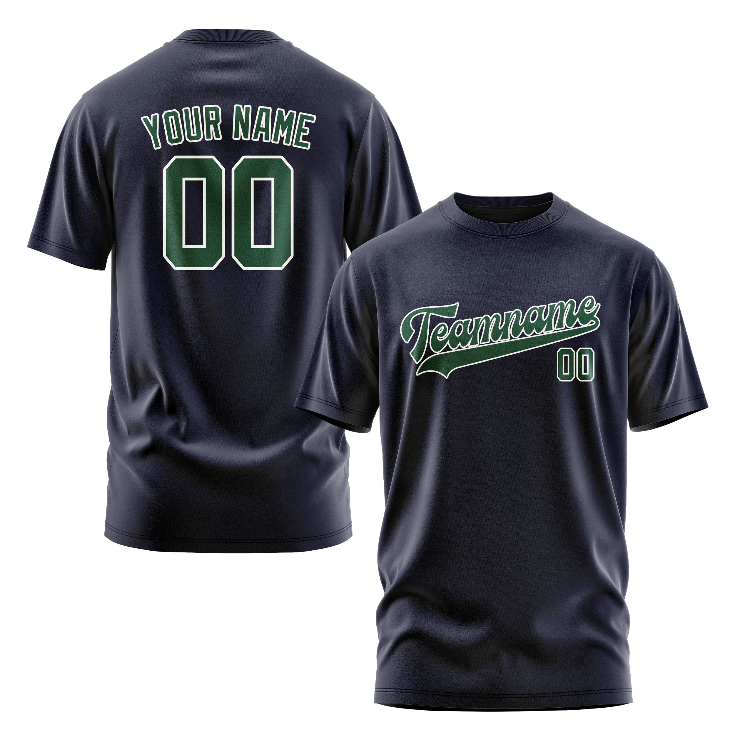 Custom Navy Green T-Shirt