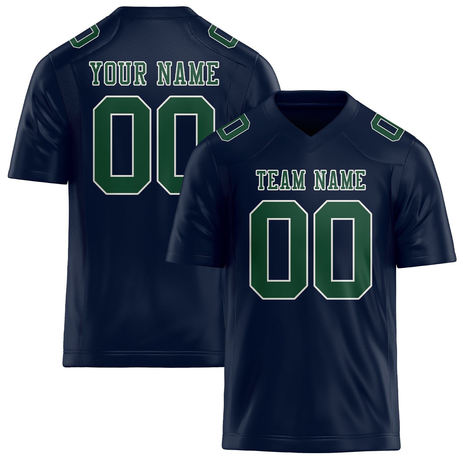 Custom Navy Green Football Jersey
