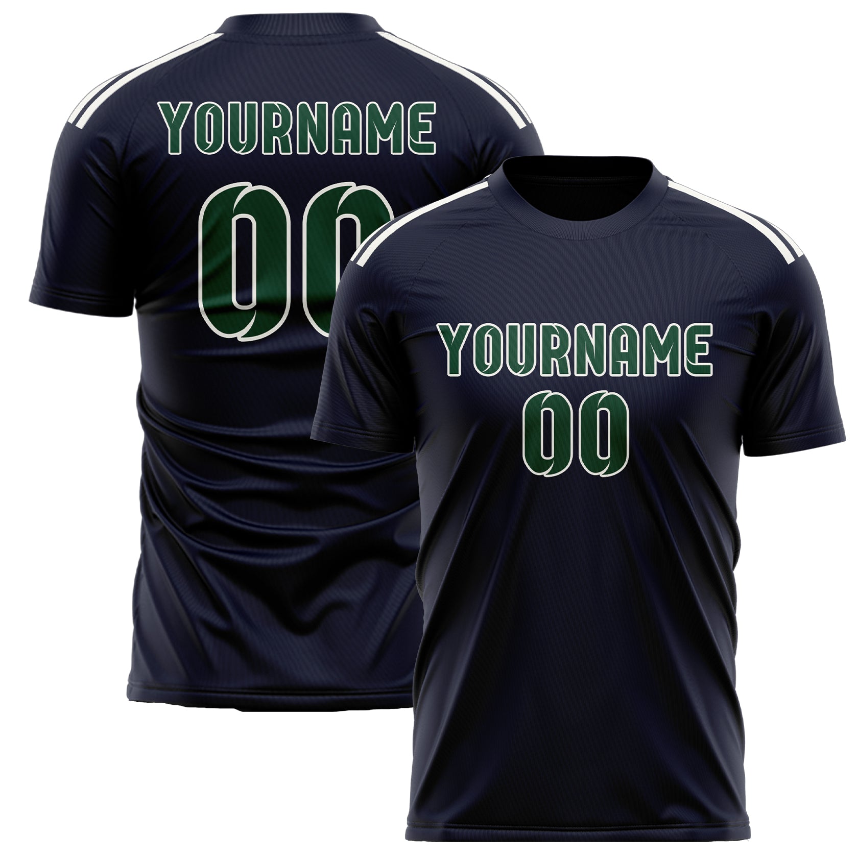 Custom Navy Green Soccer Jersey