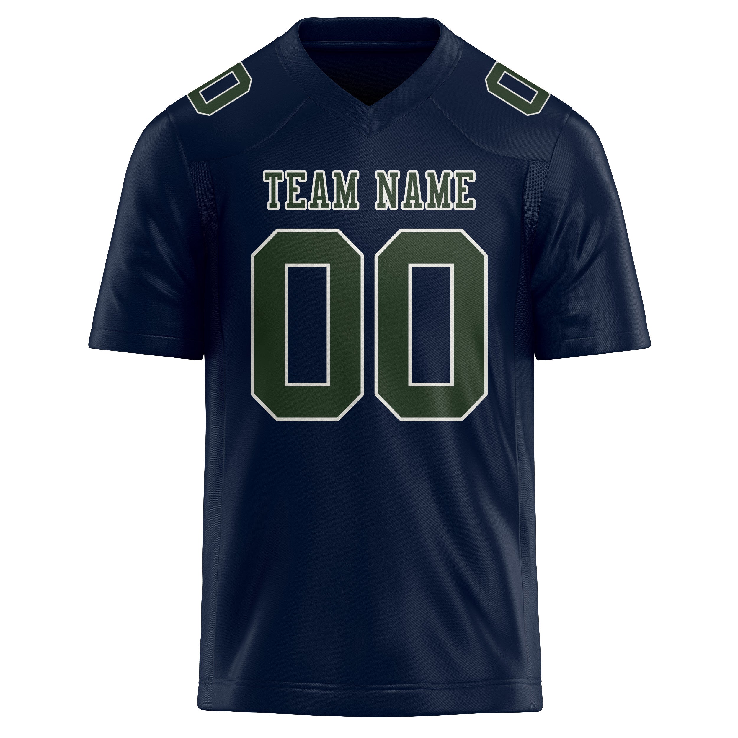 Custom Navy Dark Green Football Jersey