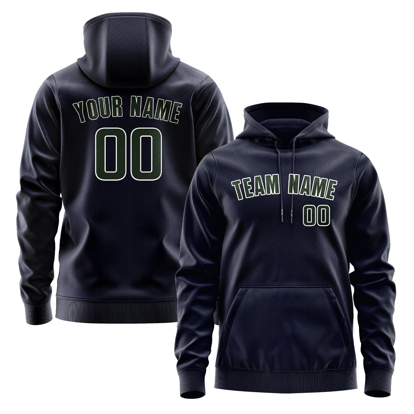 Custom Navy Dark Green Hoodie