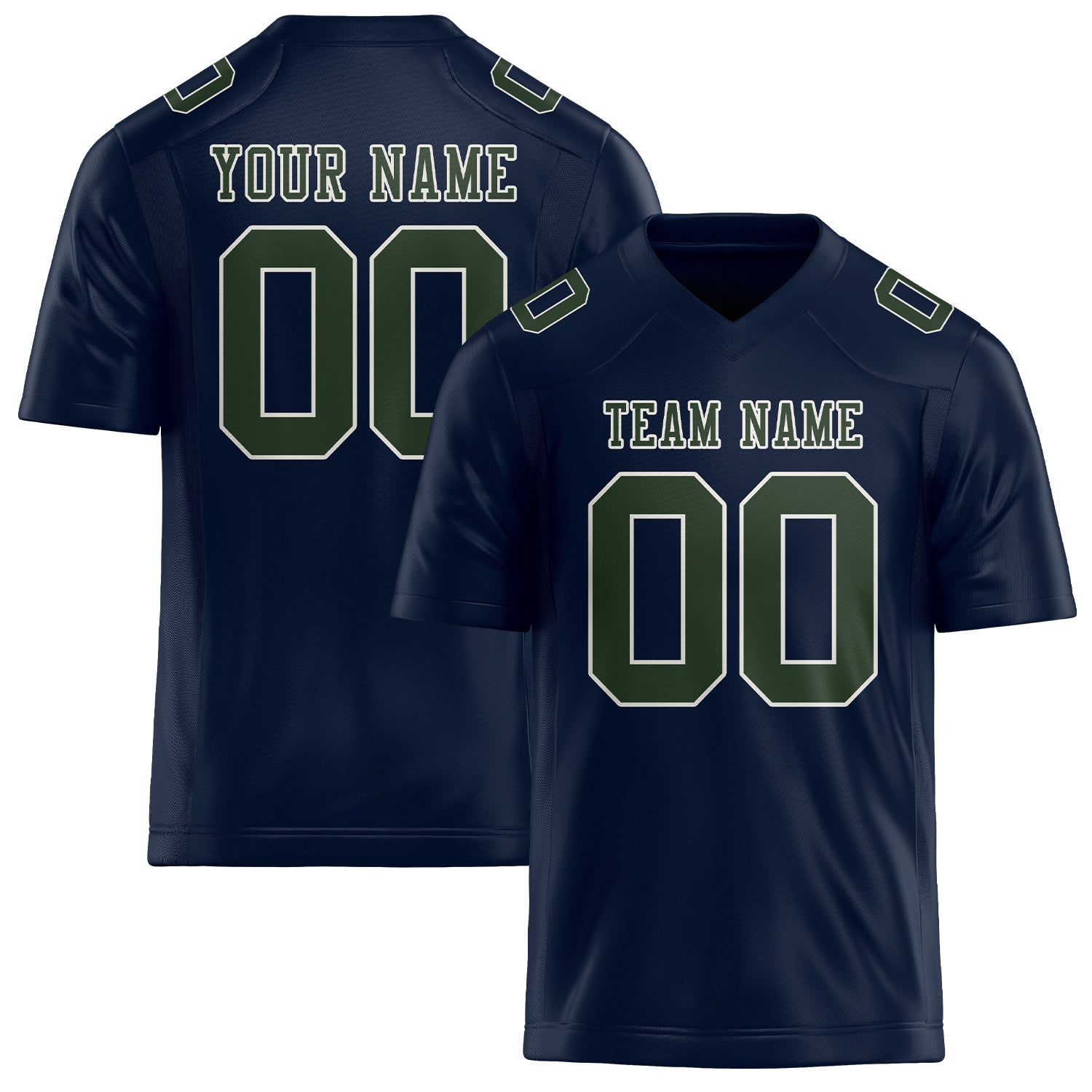 Custom Navy Dark Green Football Jersey