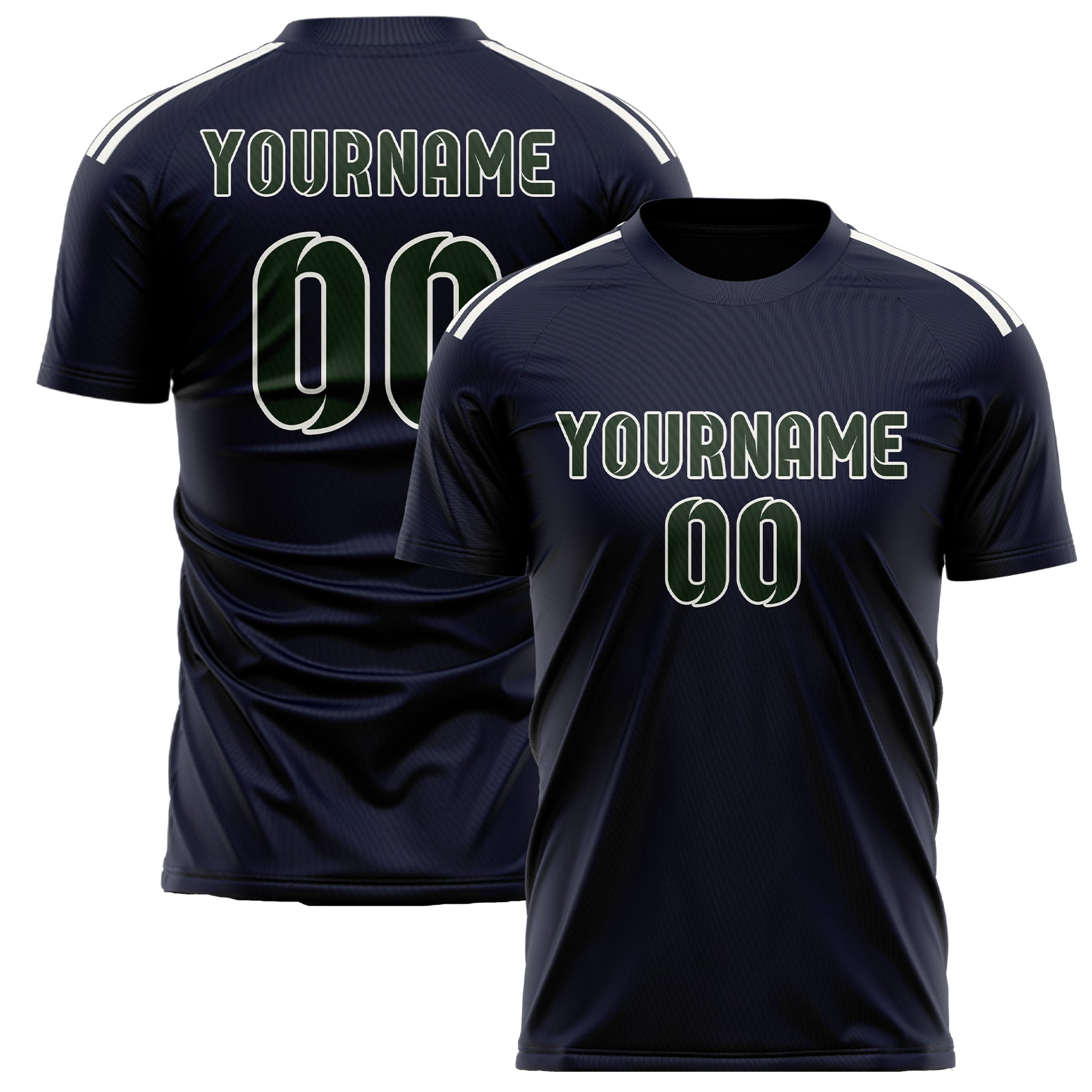 Custom Navy Dark Green Soccer Jersey