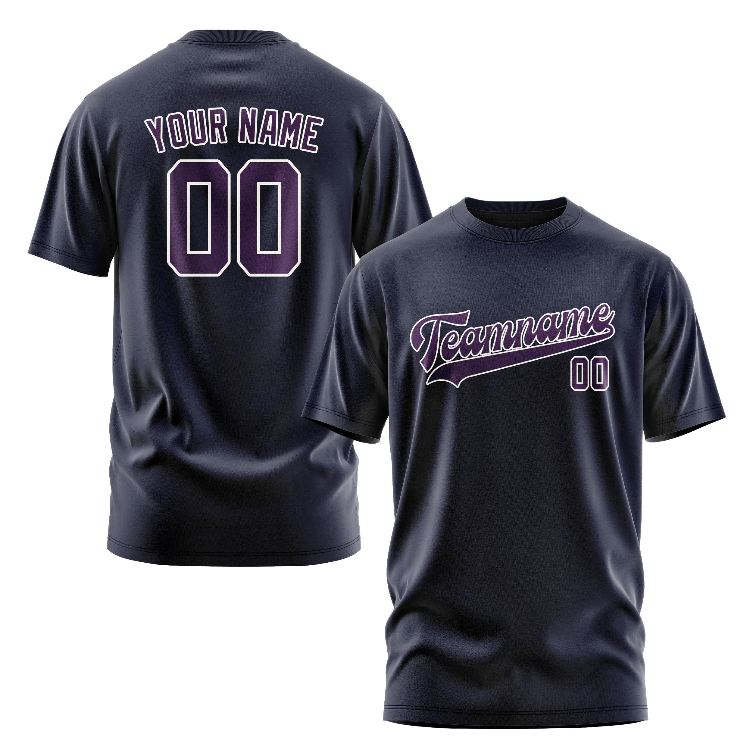 Custom Navy Purple T-Shirt