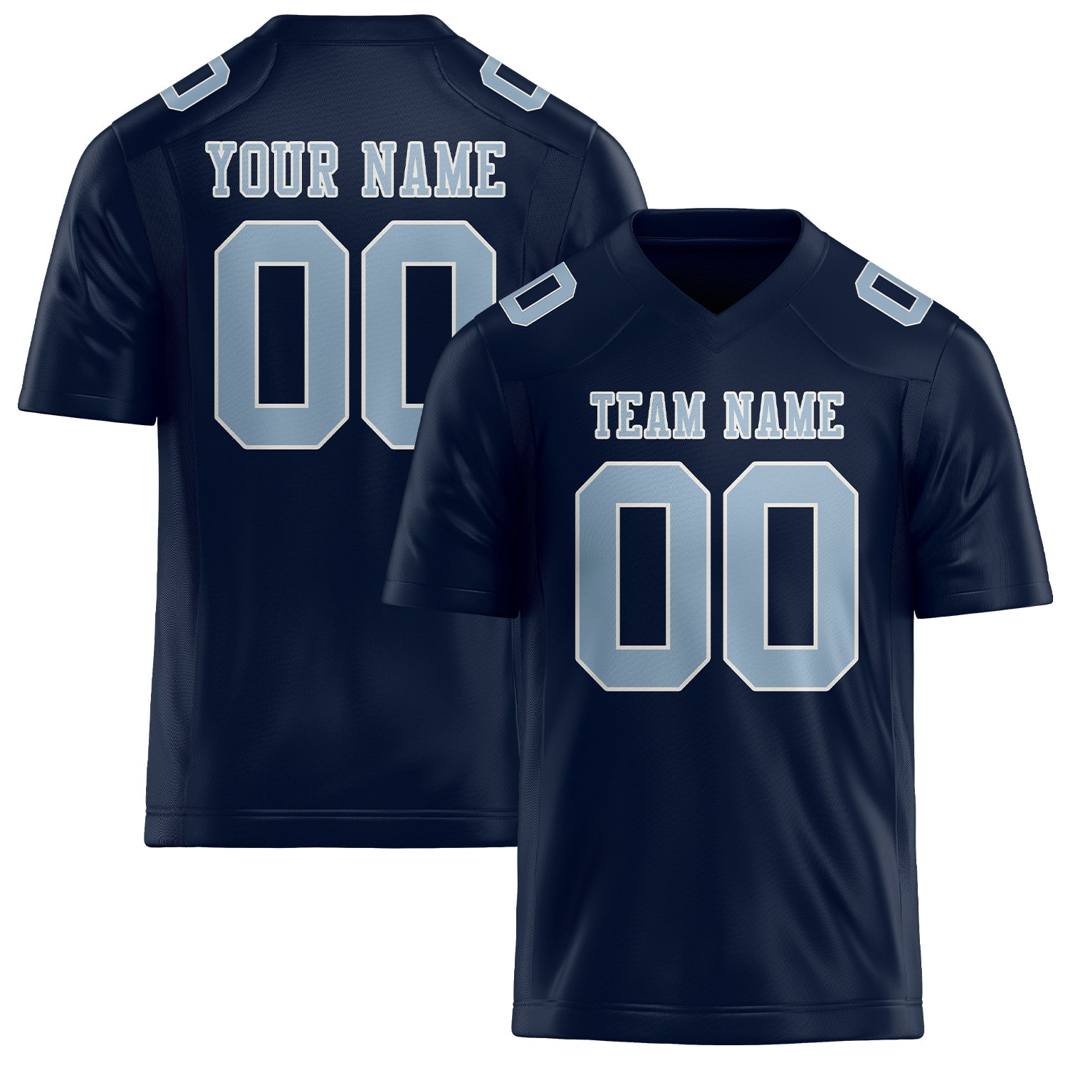 Custom Navy Light Blue Football Jersey