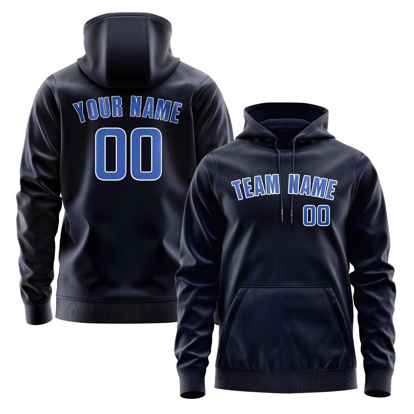 Custom Navy Sky Blue Hoodie