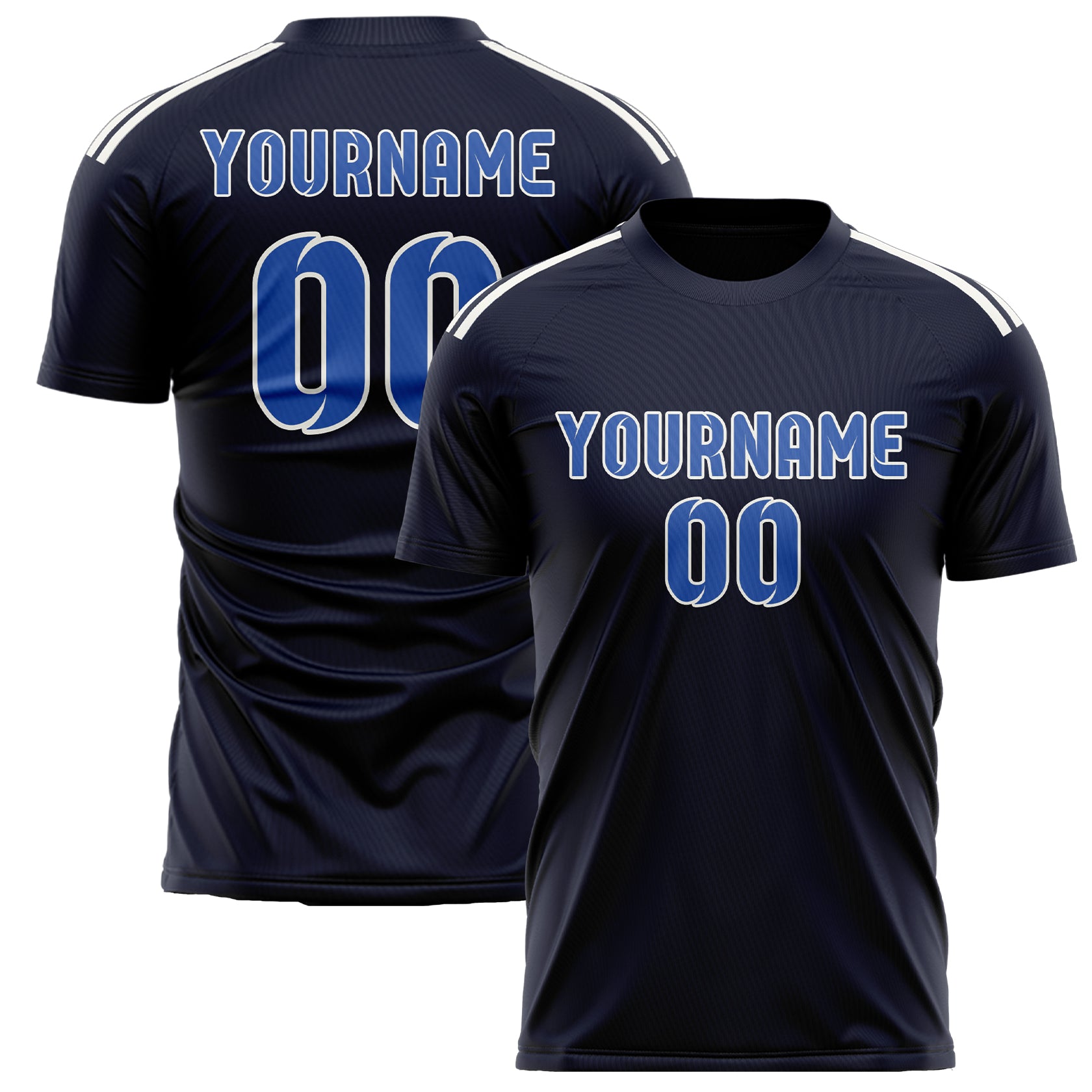 Custom Navy Sky Blue Soccer Jersey