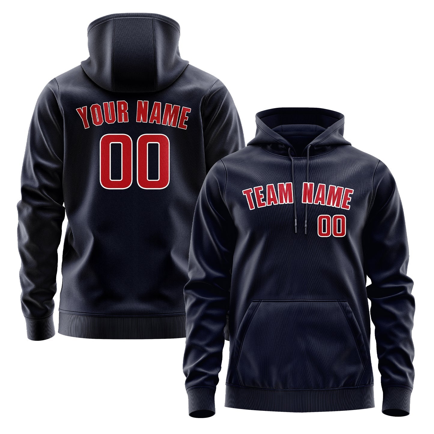 Custom Navy Red Hoodie