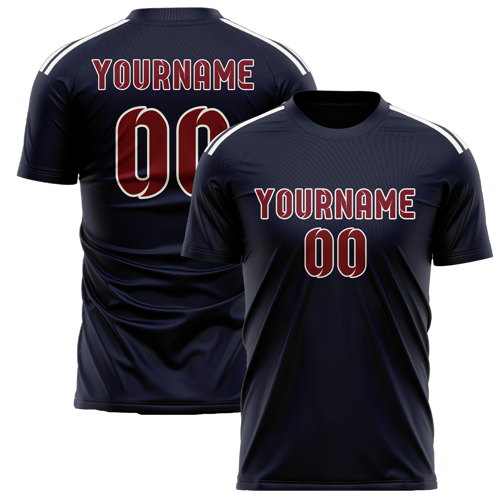 Custom Navy Crimson Red Soccer Jersey
