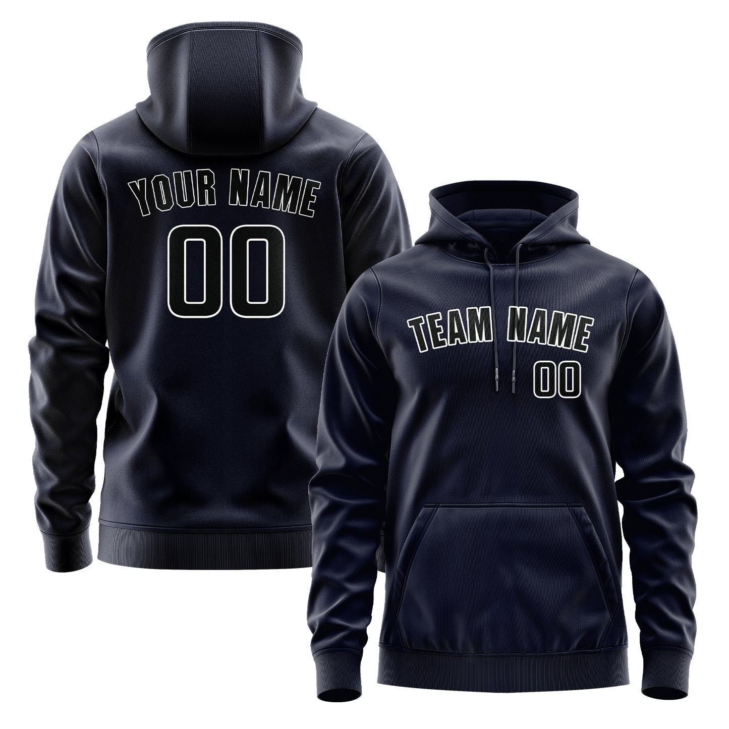 Custom Navy Black Hoodie
