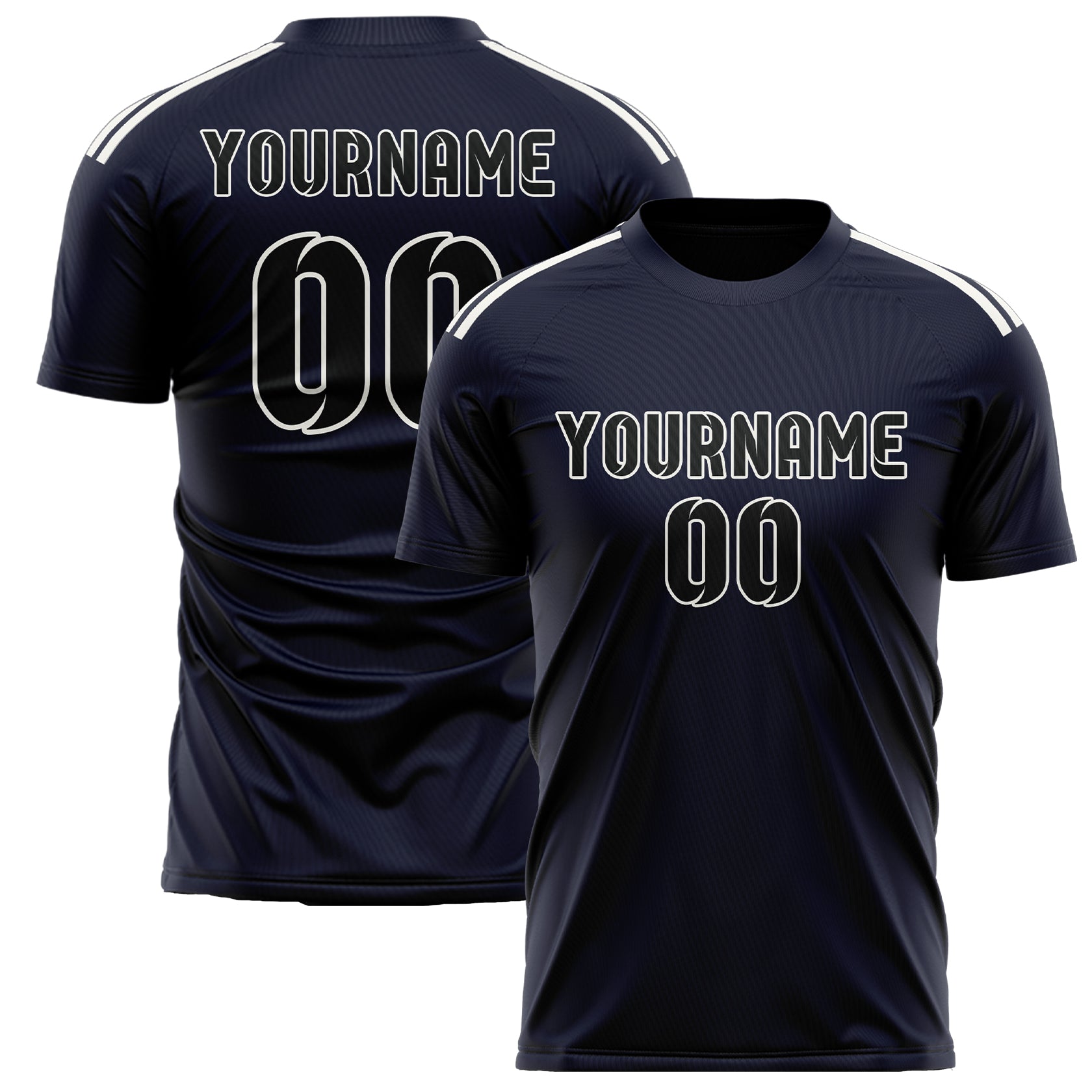 Custom Navy Black Soccer Jersey