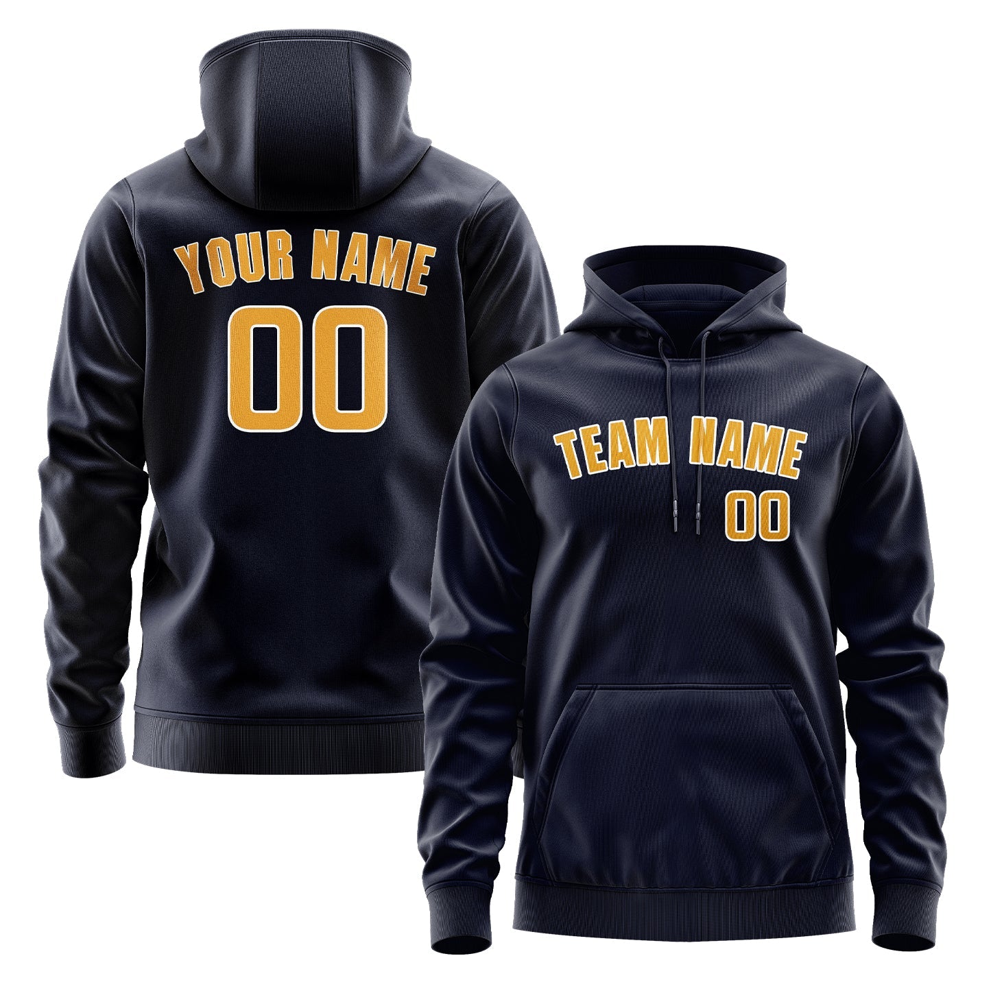 Custom Navy Yellow Hoodie