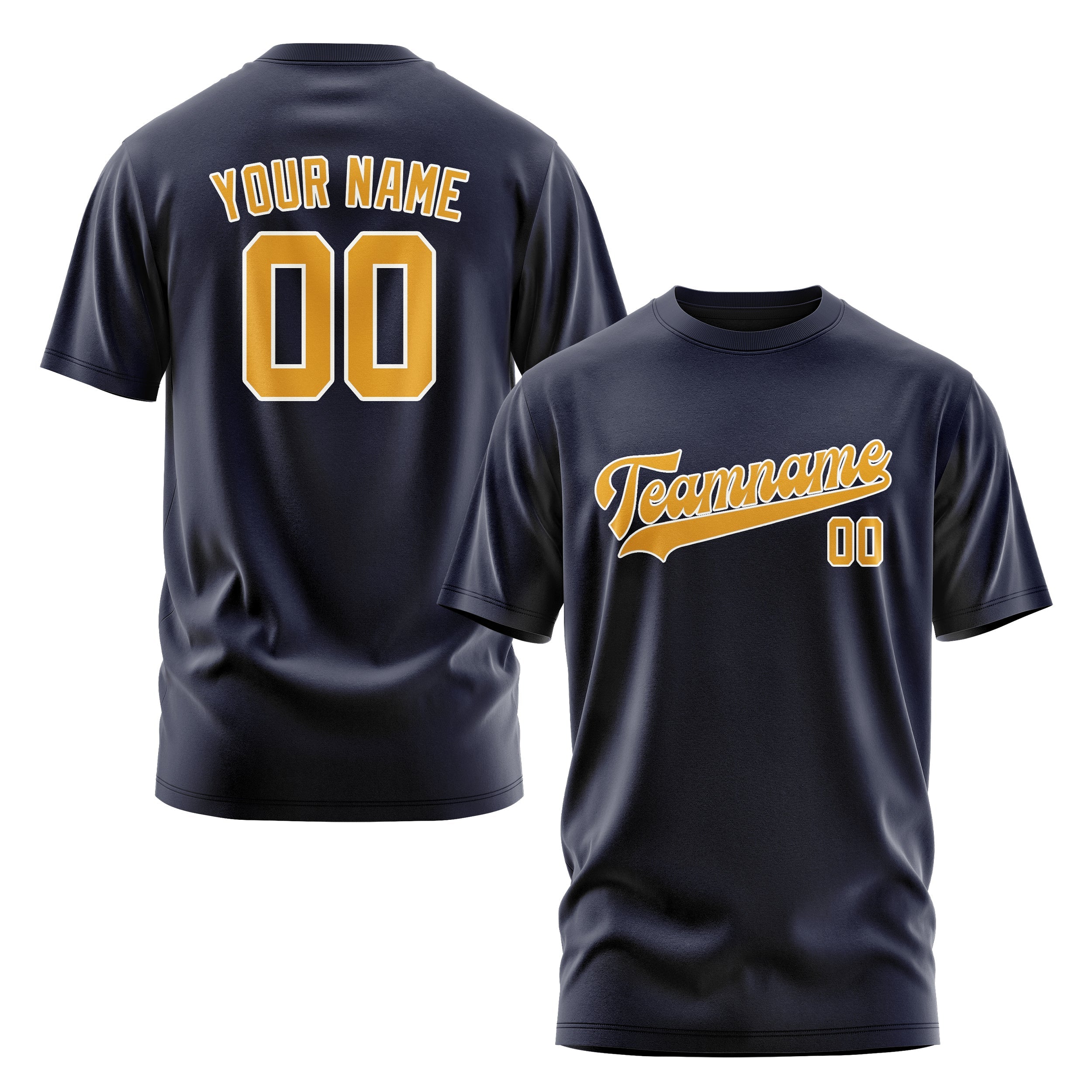 Custom Navy Yellow T-Shirt