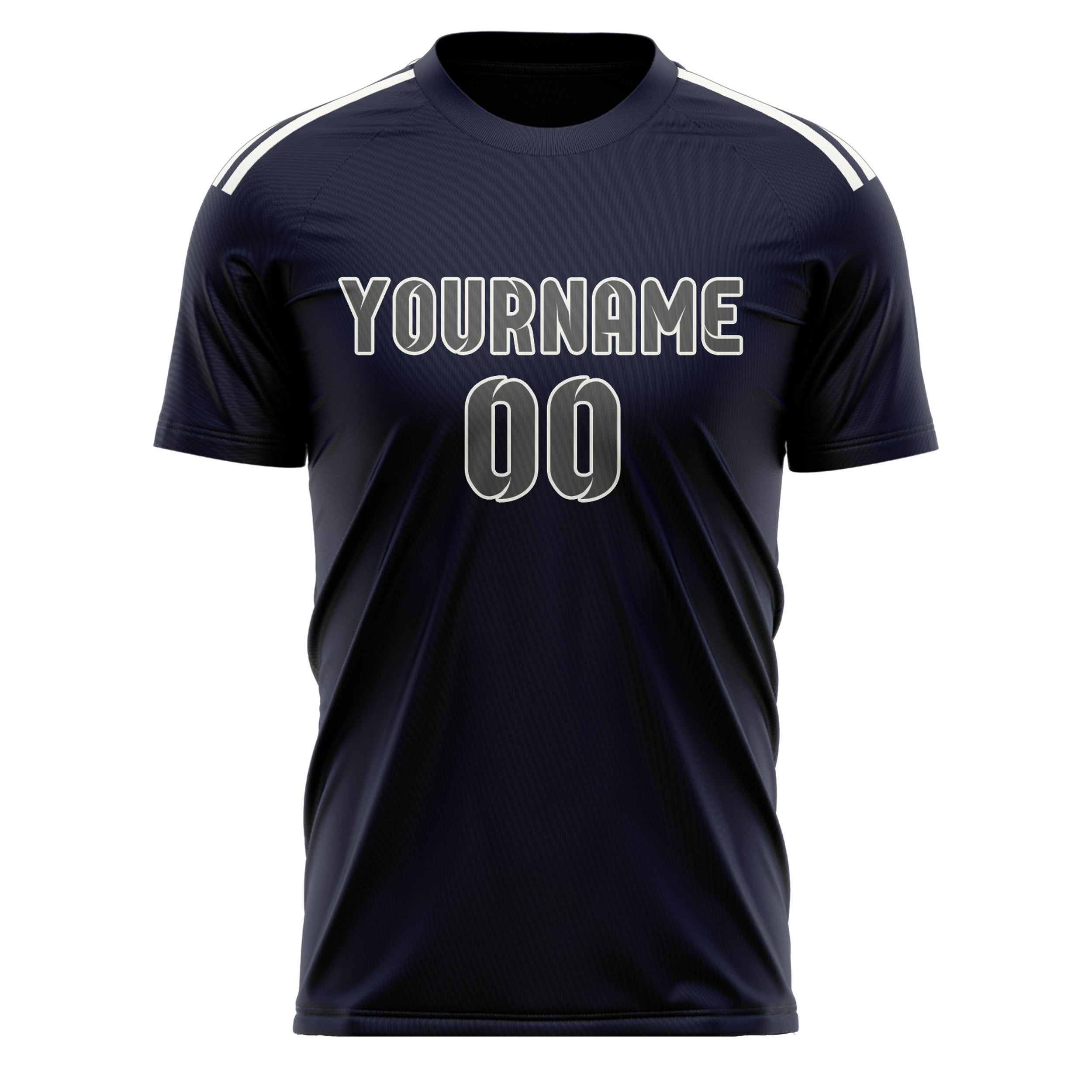 Custom Navy Dark Grey Soccer Jersey