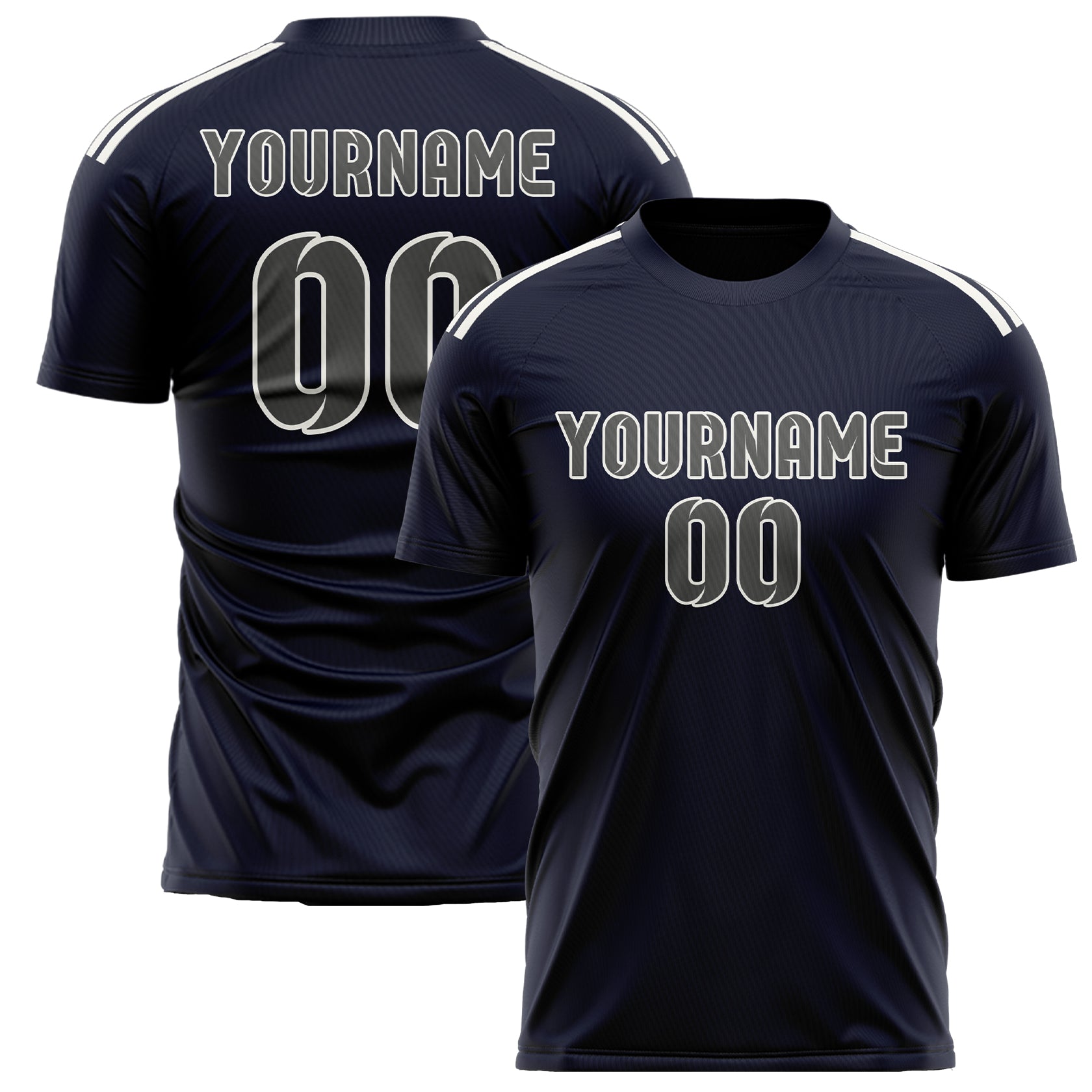 Custom Navy Dark Grey Soccer Jersey