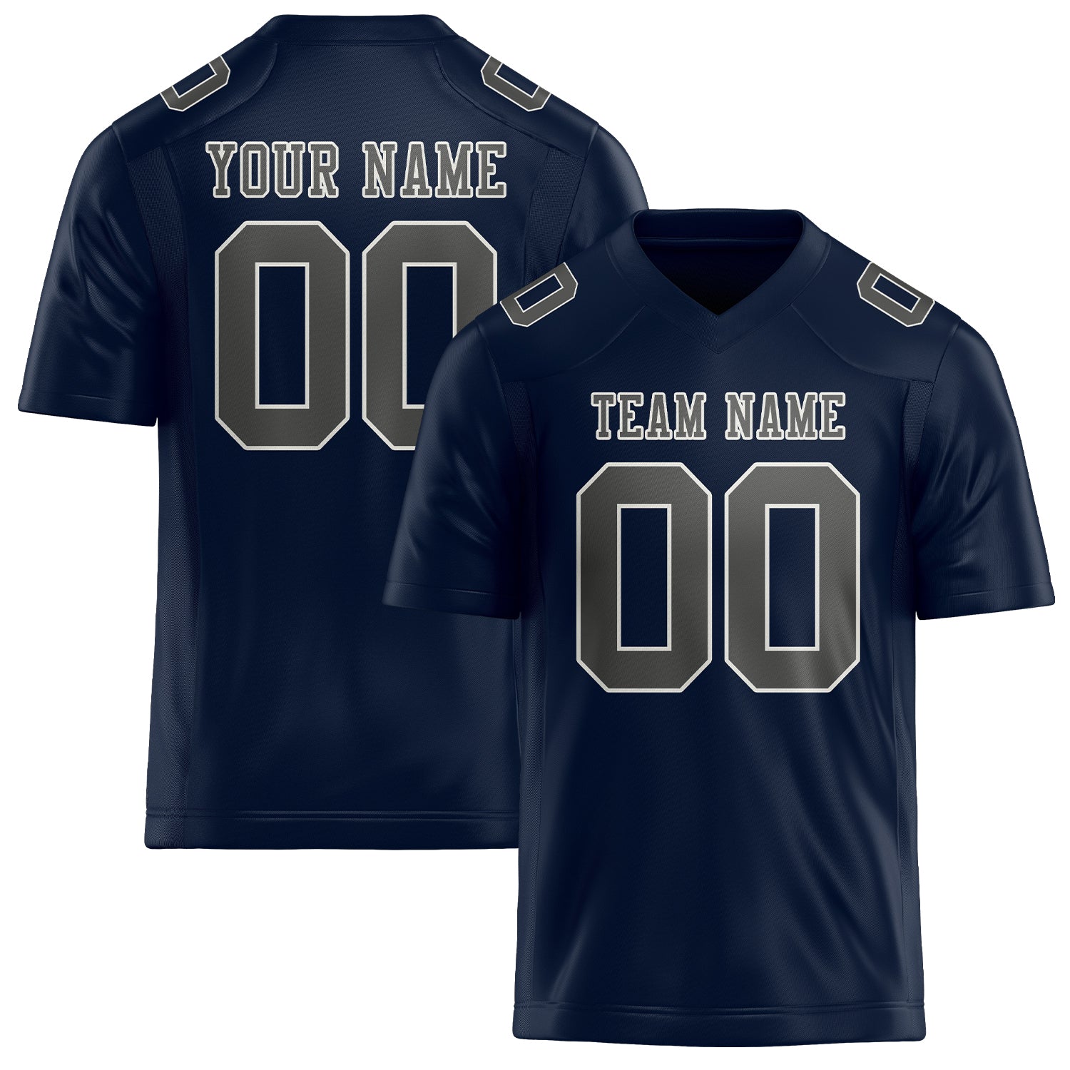 Custom Navy Dark Grey Football Jersey