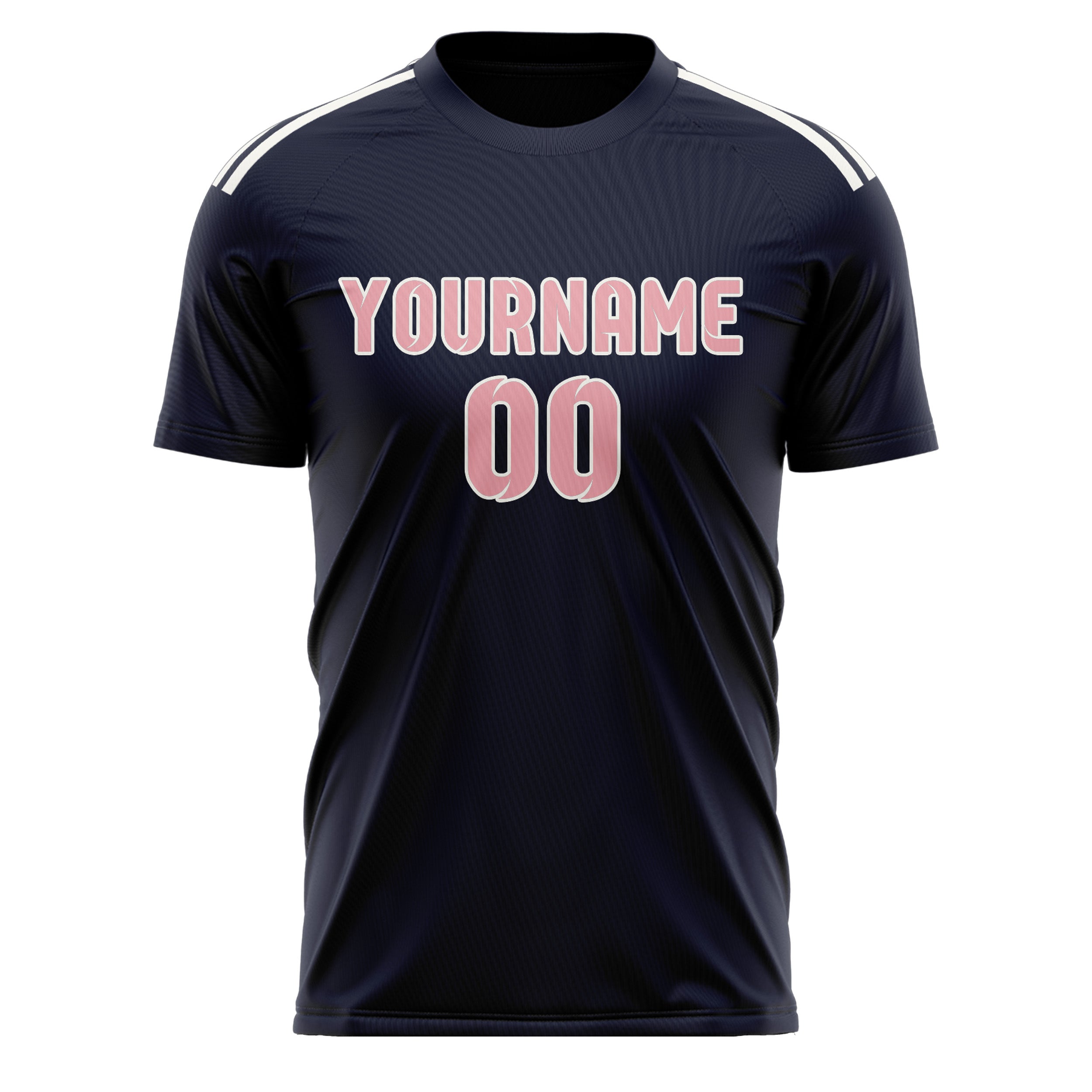 Custom Navy Light Pink Soccer Jersey